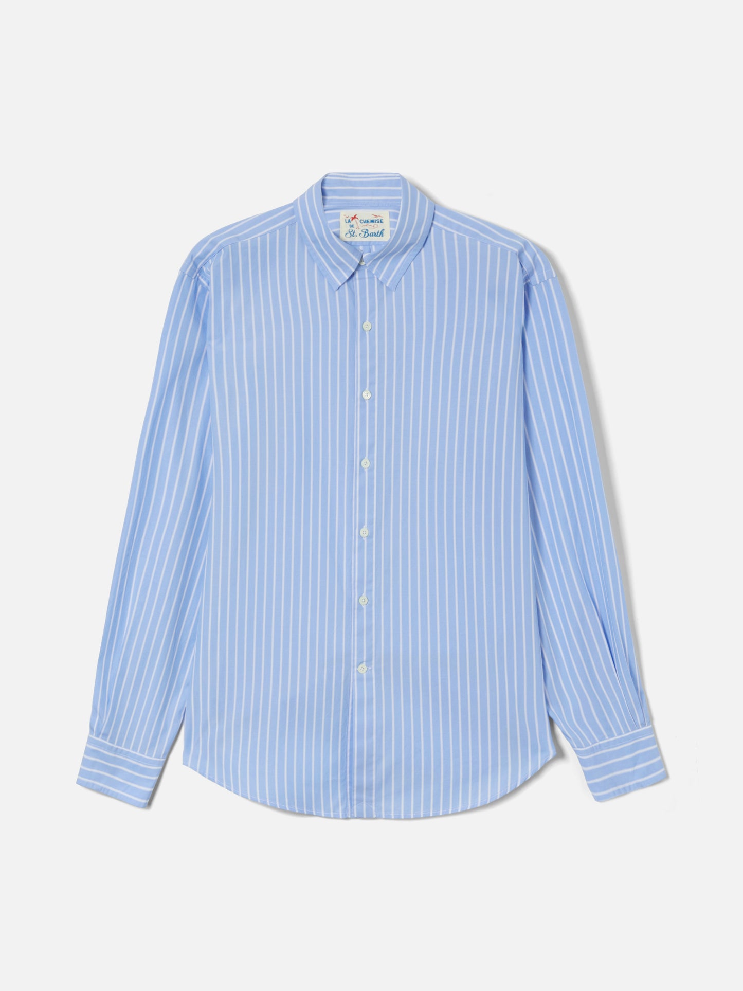 Light blue striped Levanzo shirt in pure cotton
