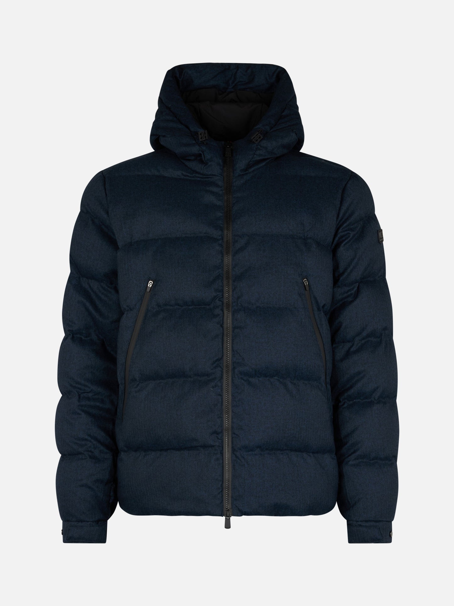 Man navy blue flannel hooded puffer jacket Maier - MC2 Saint Barth