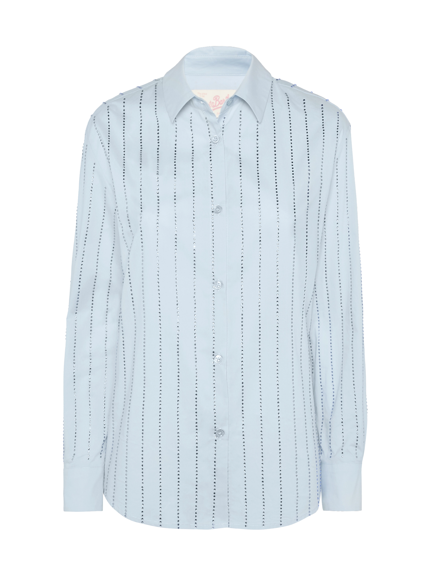 Meredith cotton popeline classic shirt with striped rhinestone embellishment - MC2 Saint Barth