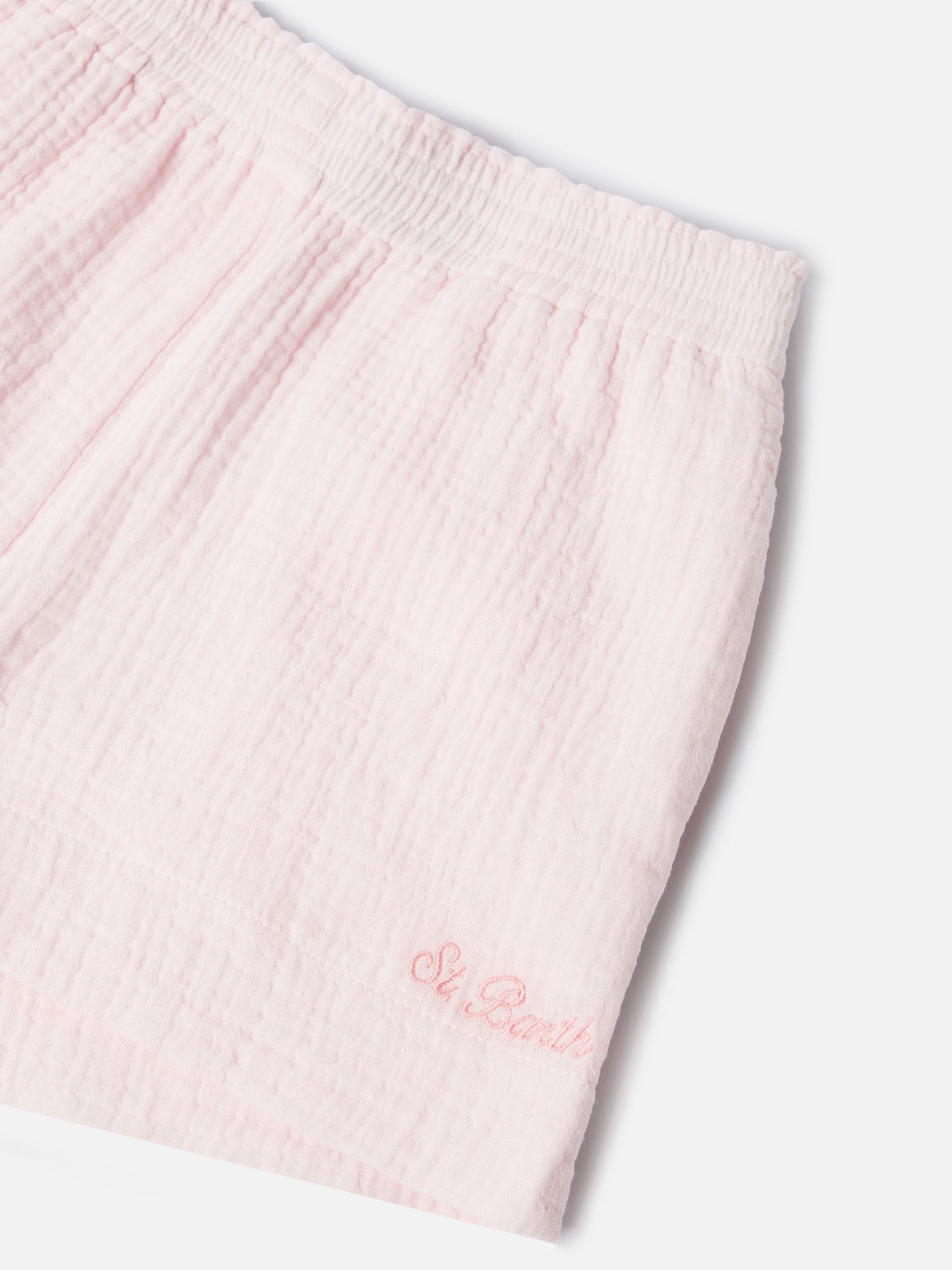 Short Meave Jr in mussola di cotone rosa