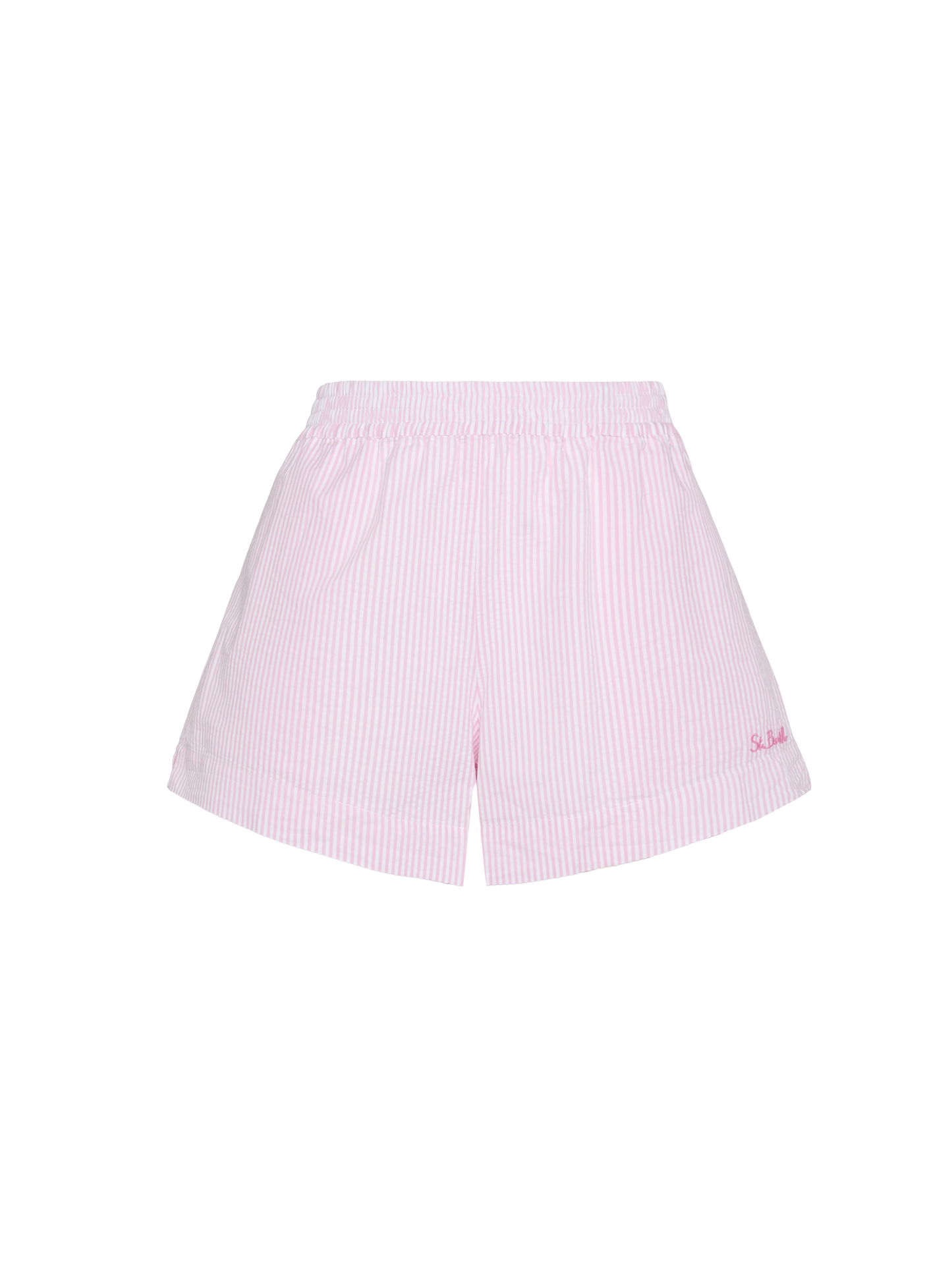 Meave seersucker cotton pull-up shorts with pink striped print - MC2 Saint Barth