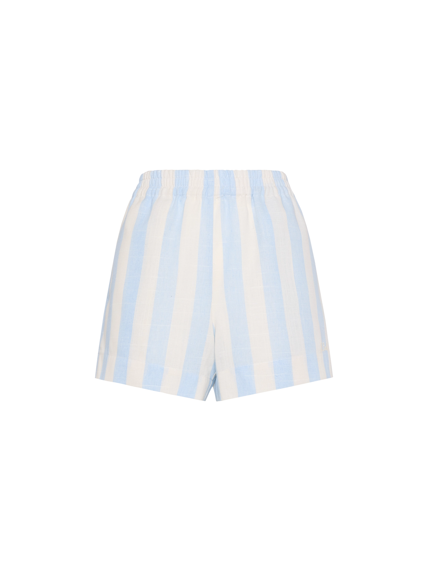 Meave linen pull up shorts with light blue striped print - MC2 Saint Barth