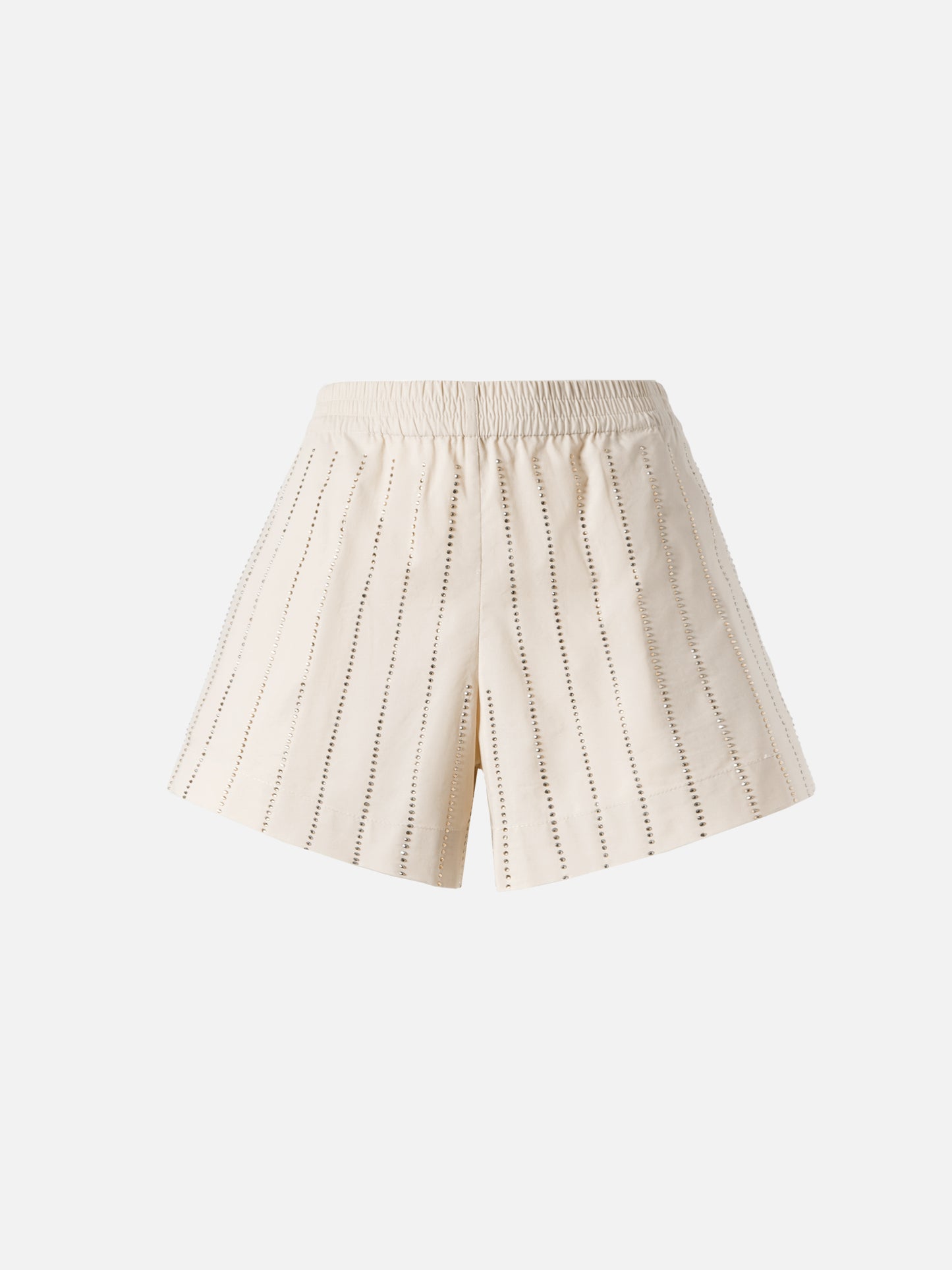 Meave shorts pull up in popeline di cotone con decorazione di strass a righe