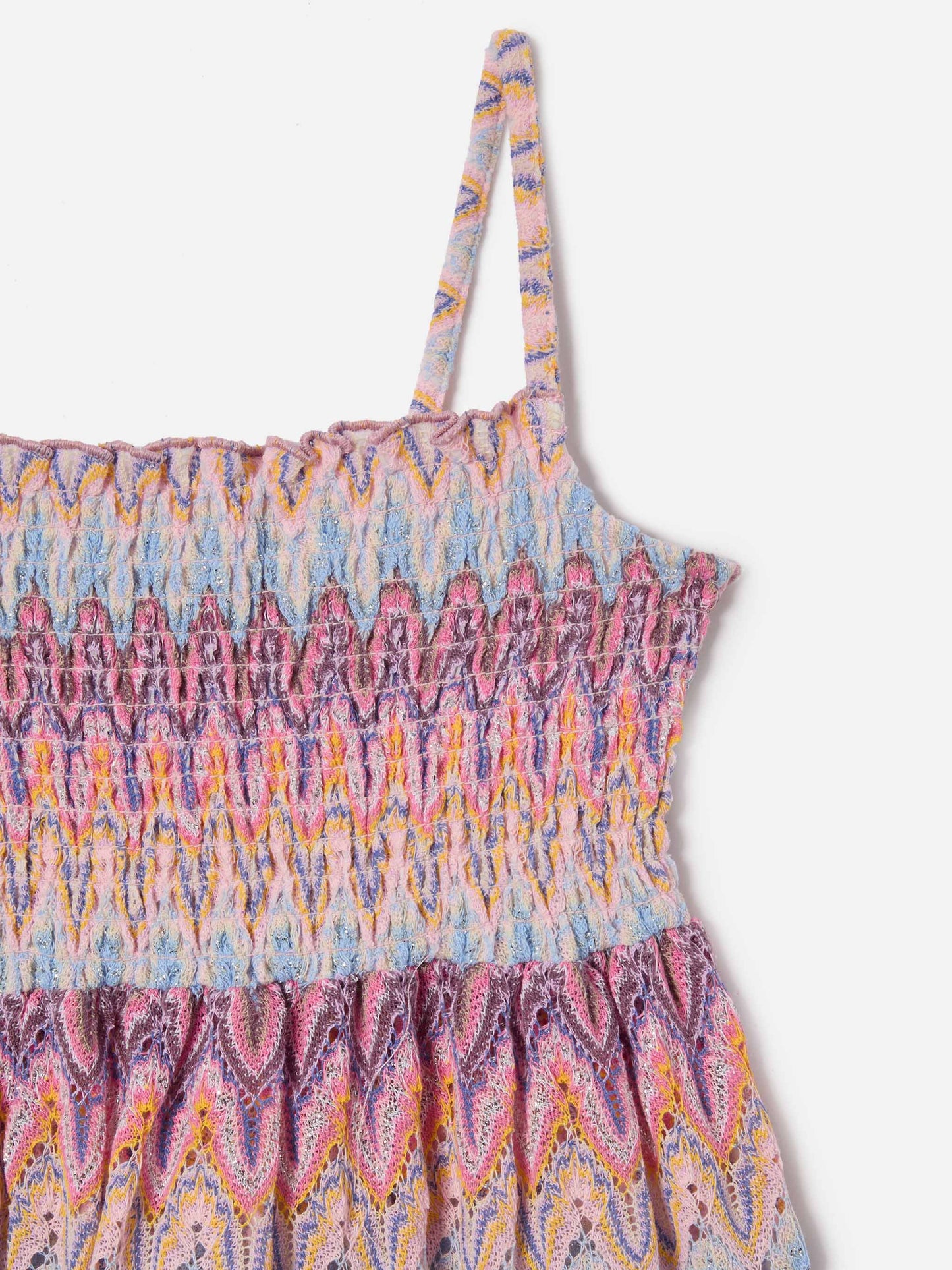 Abito Miki prendisole in maglia raschel con motivo fiamma pastello