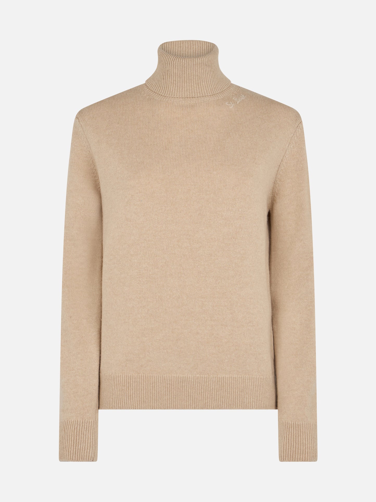 Woman beige cashmere blend turtleneck sweater Moody - MC2 Saint Barth