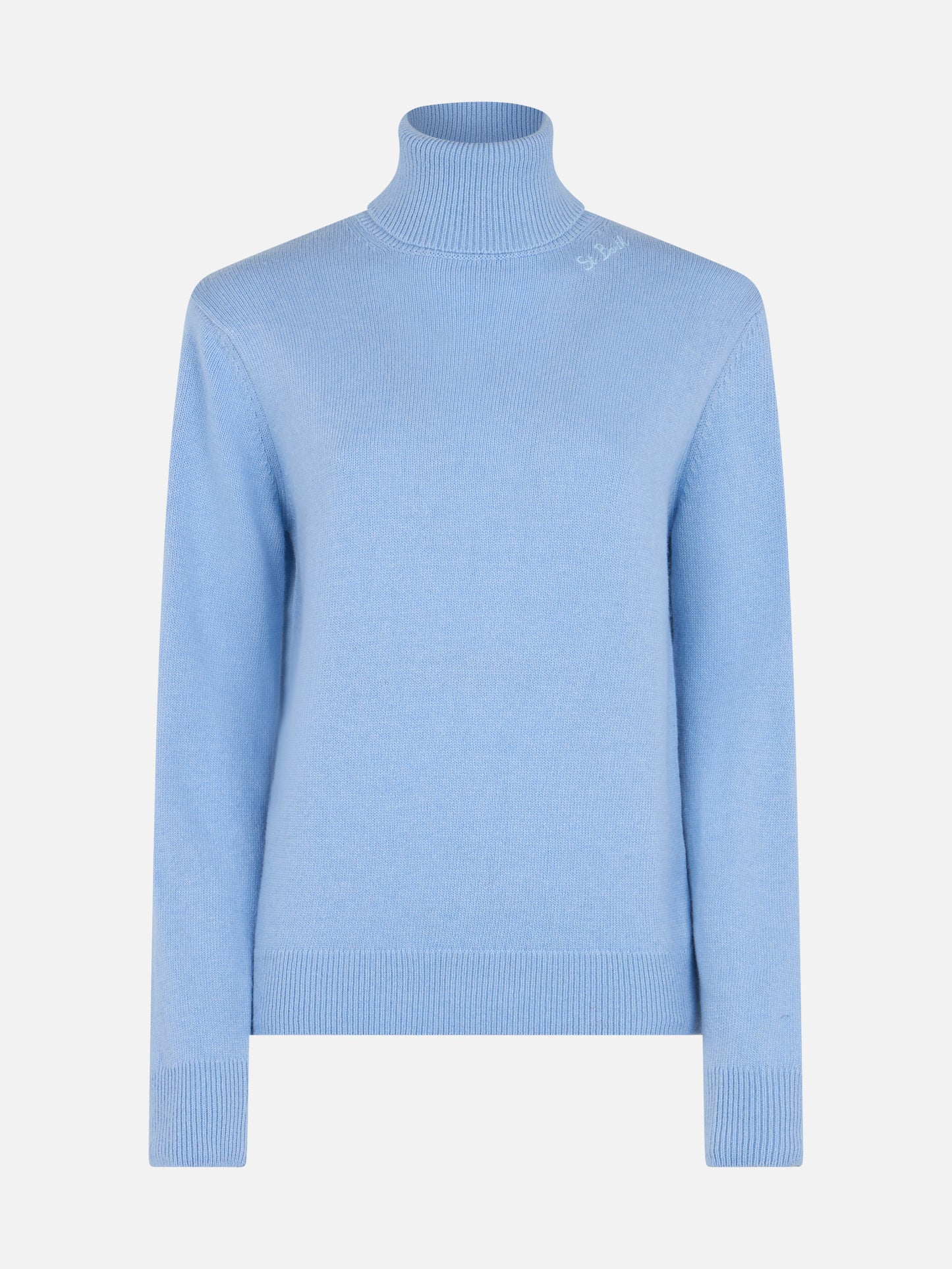 Woman light blue cashmere blend turtleneck sweater Moody - MC2 Saint Barth