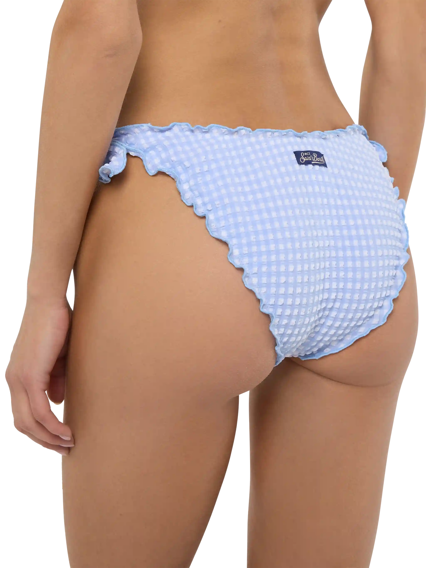 Moon seersucker classic swim briefs with gingham print - MC2 Saint Barth