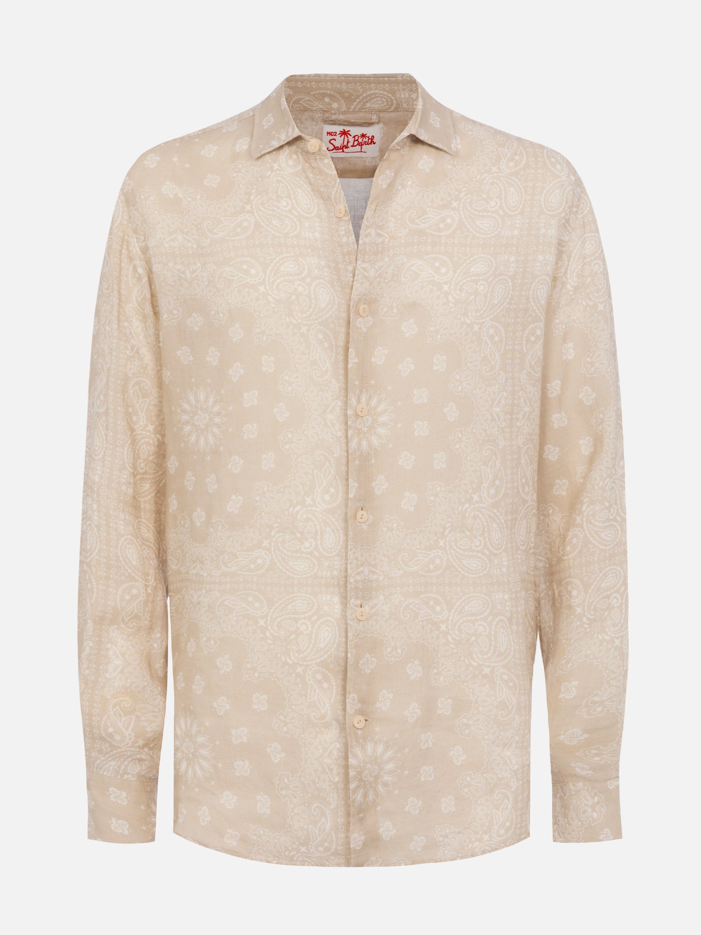 Linen shirt Pamplona with bandanna print - MC2 Saint Barth