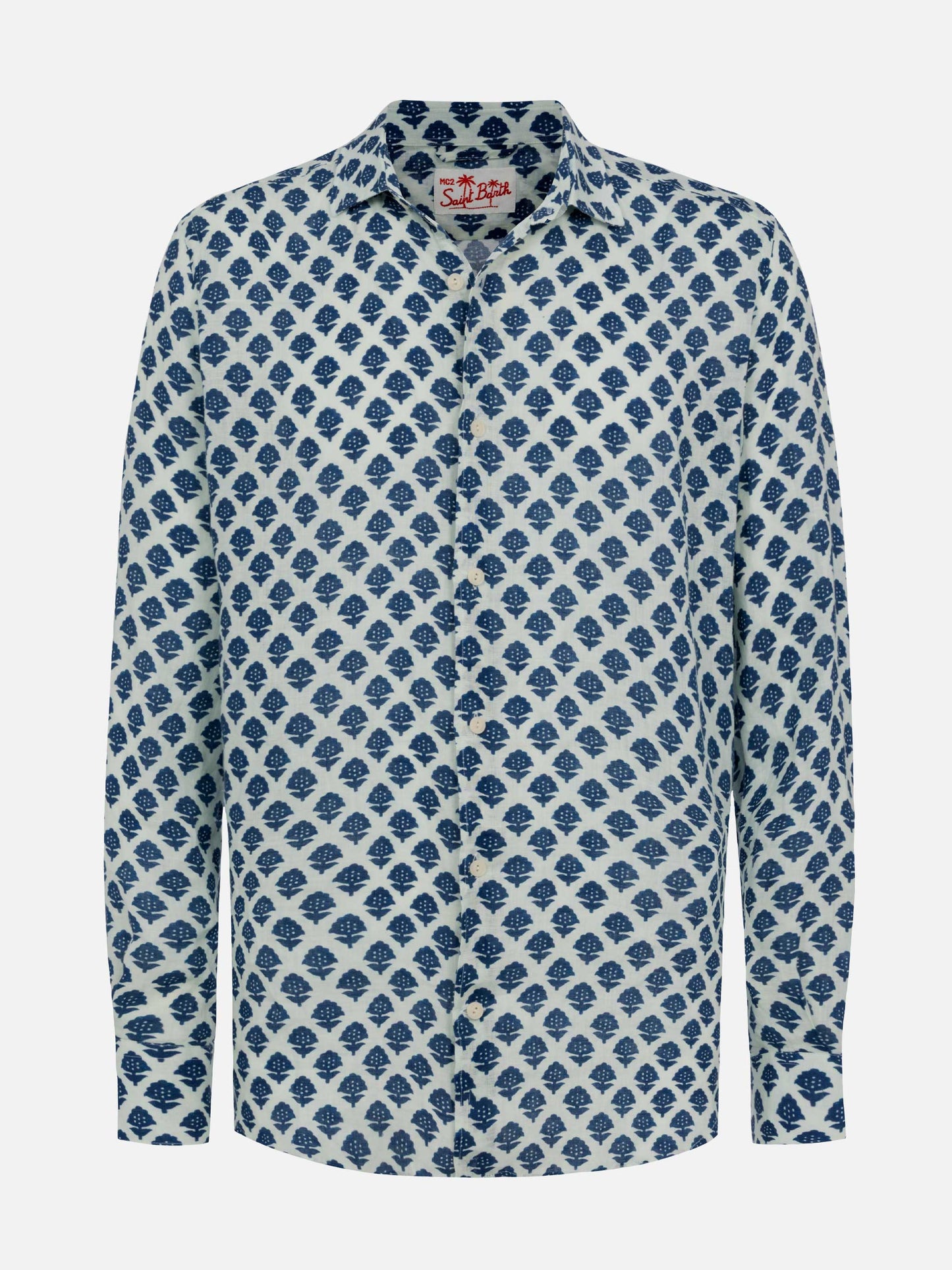 Linen shirt Pamplona with flower print - MC2 Saint Barth