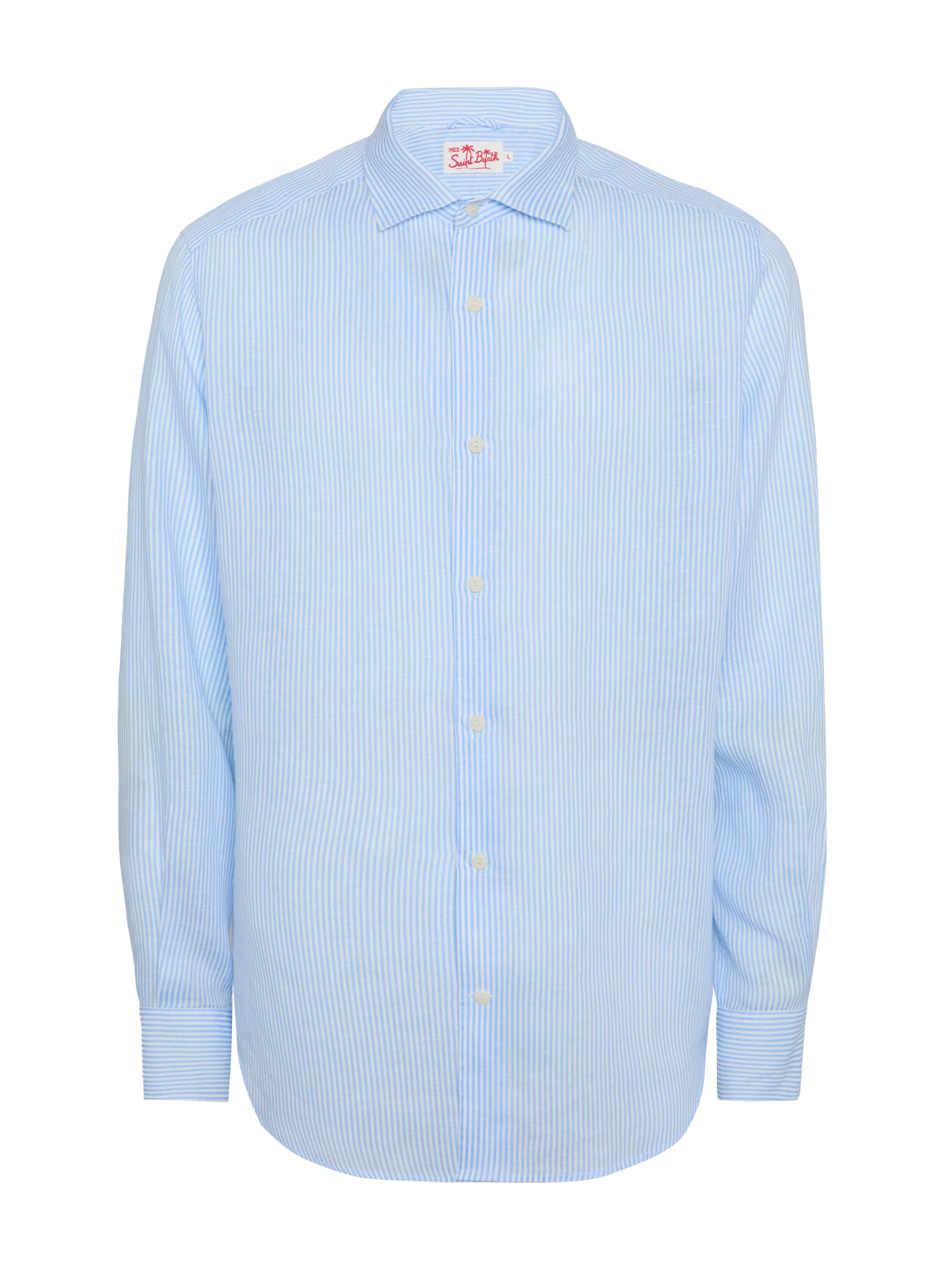 Light blue striped linen shirt Pamplona - MC2 Saint Barth