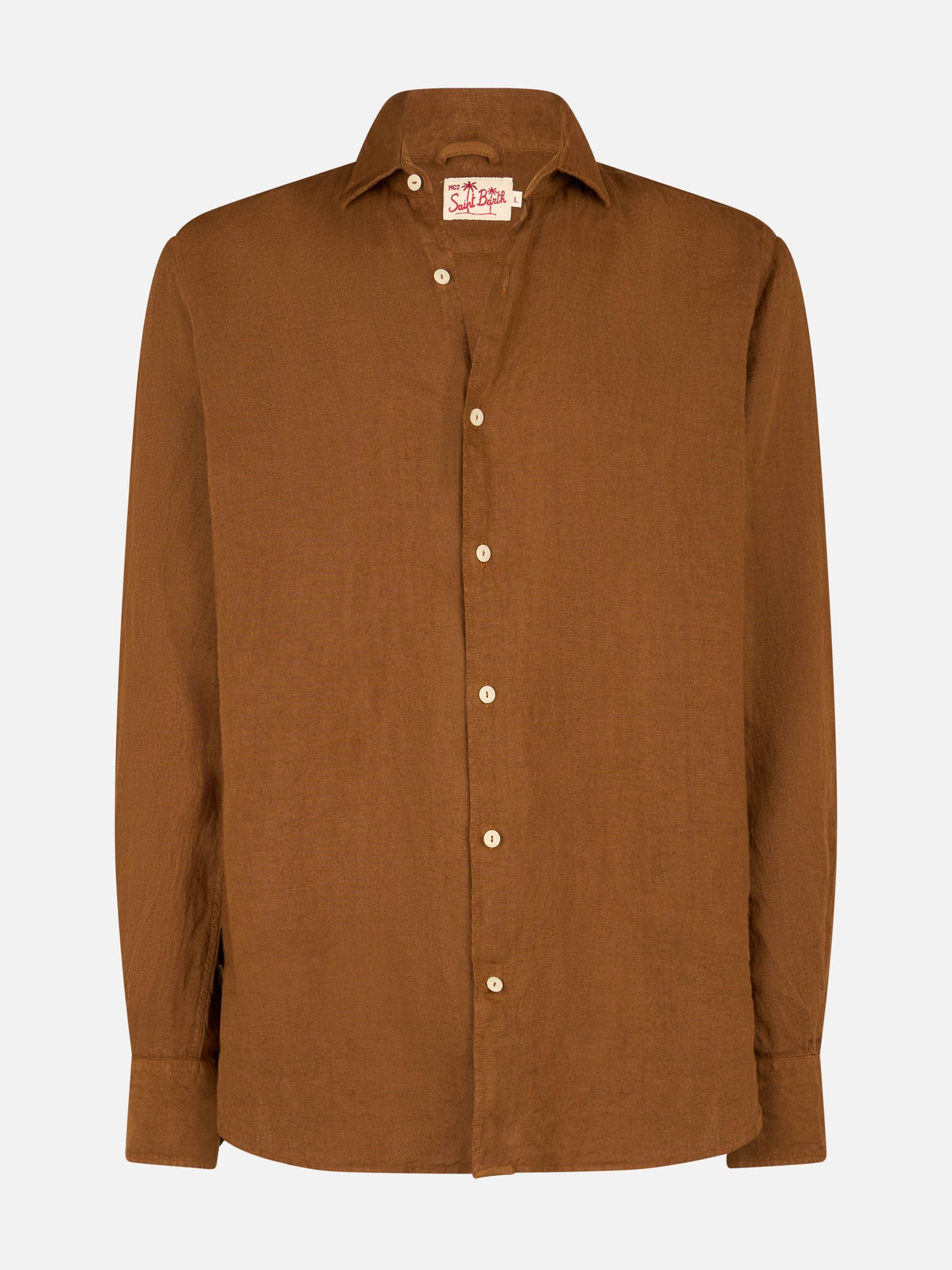 Man camel linen shirt Pamplona - MC2 Saint Barth