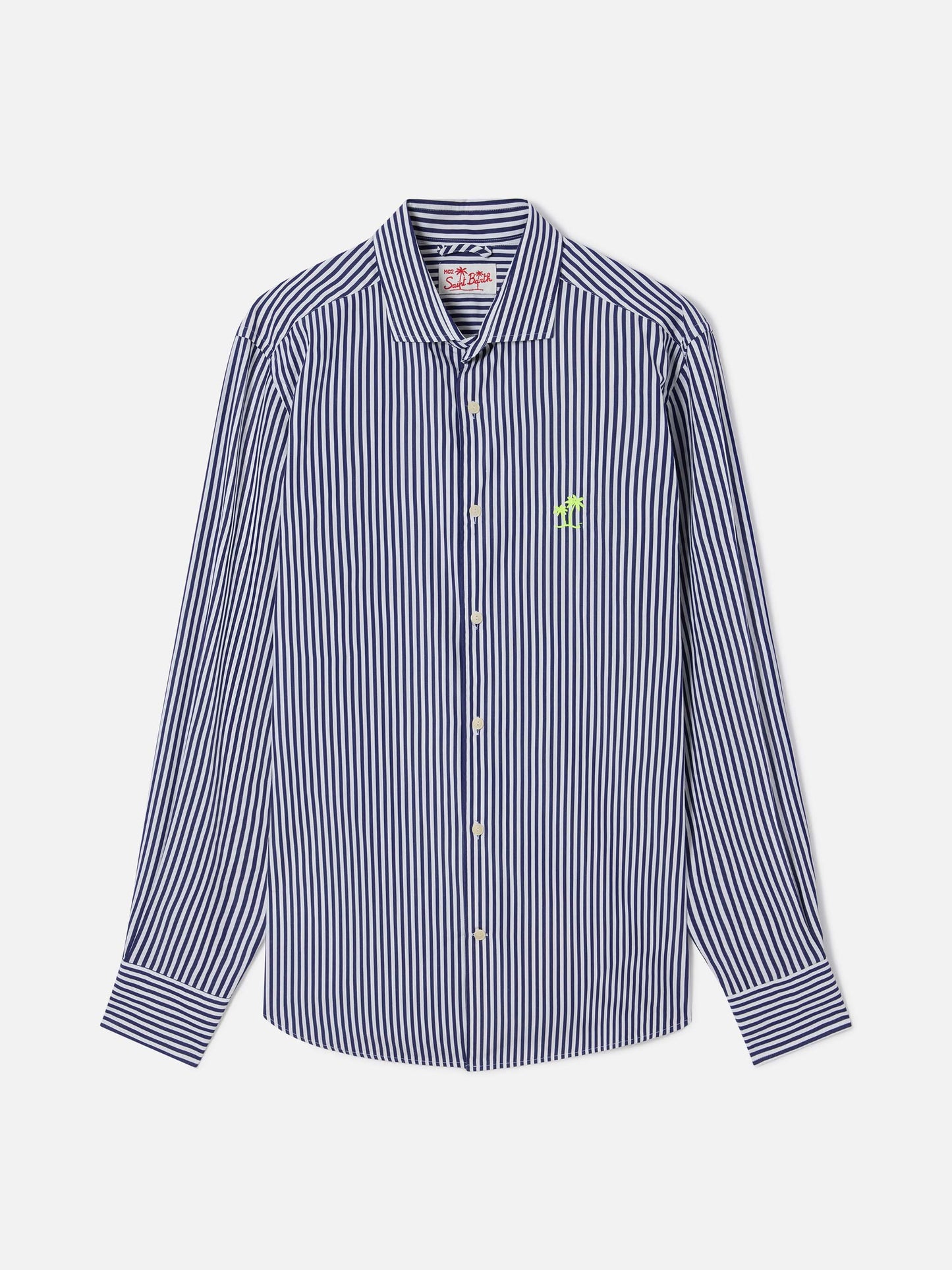 Pamplona navy and white striped cotton shirt