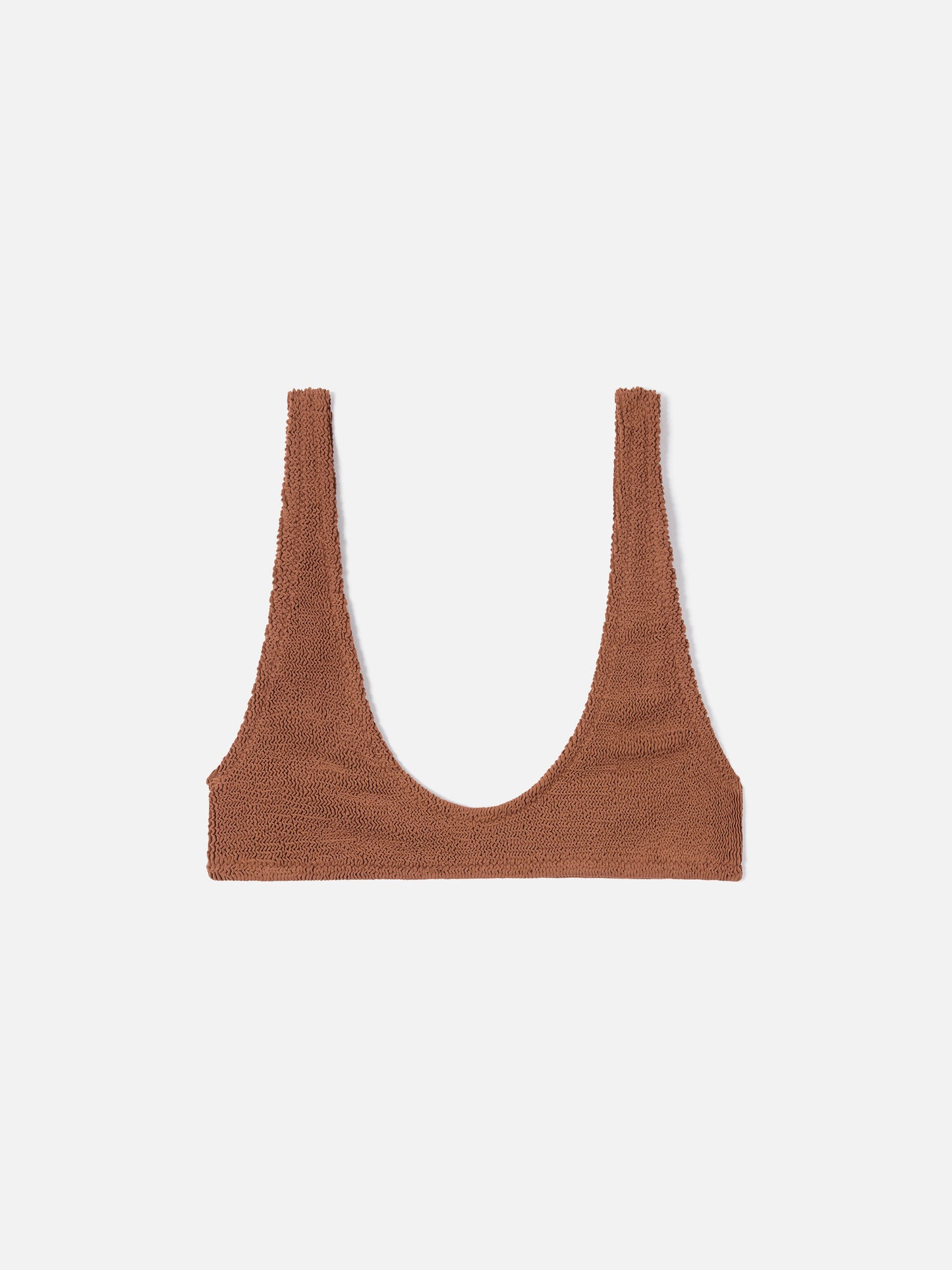 Top bikini Pamy bralette in tessuto crinkle marrone