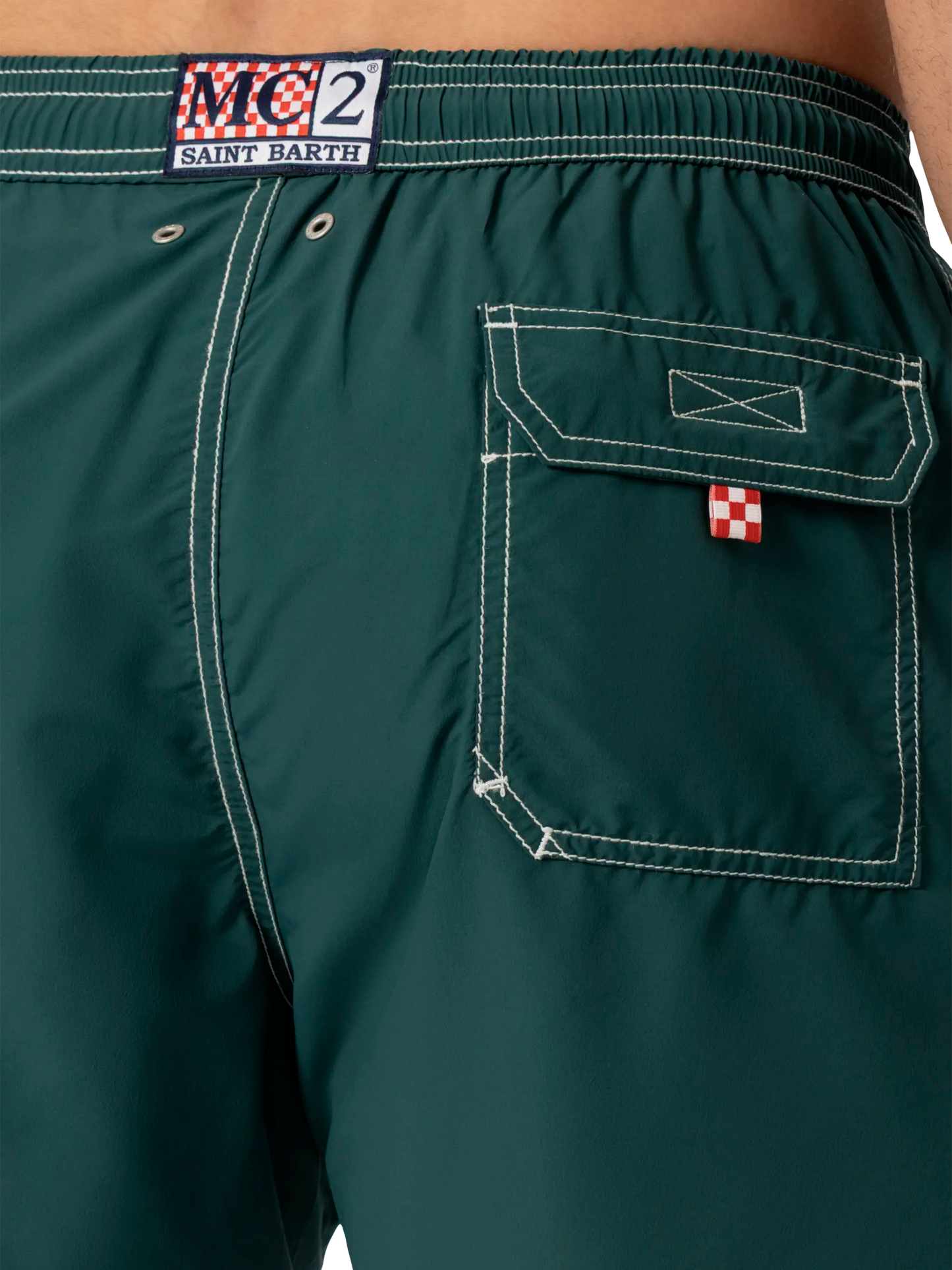 Green mid-length classic light swim shorts Patmos - MC2 Saint Barth