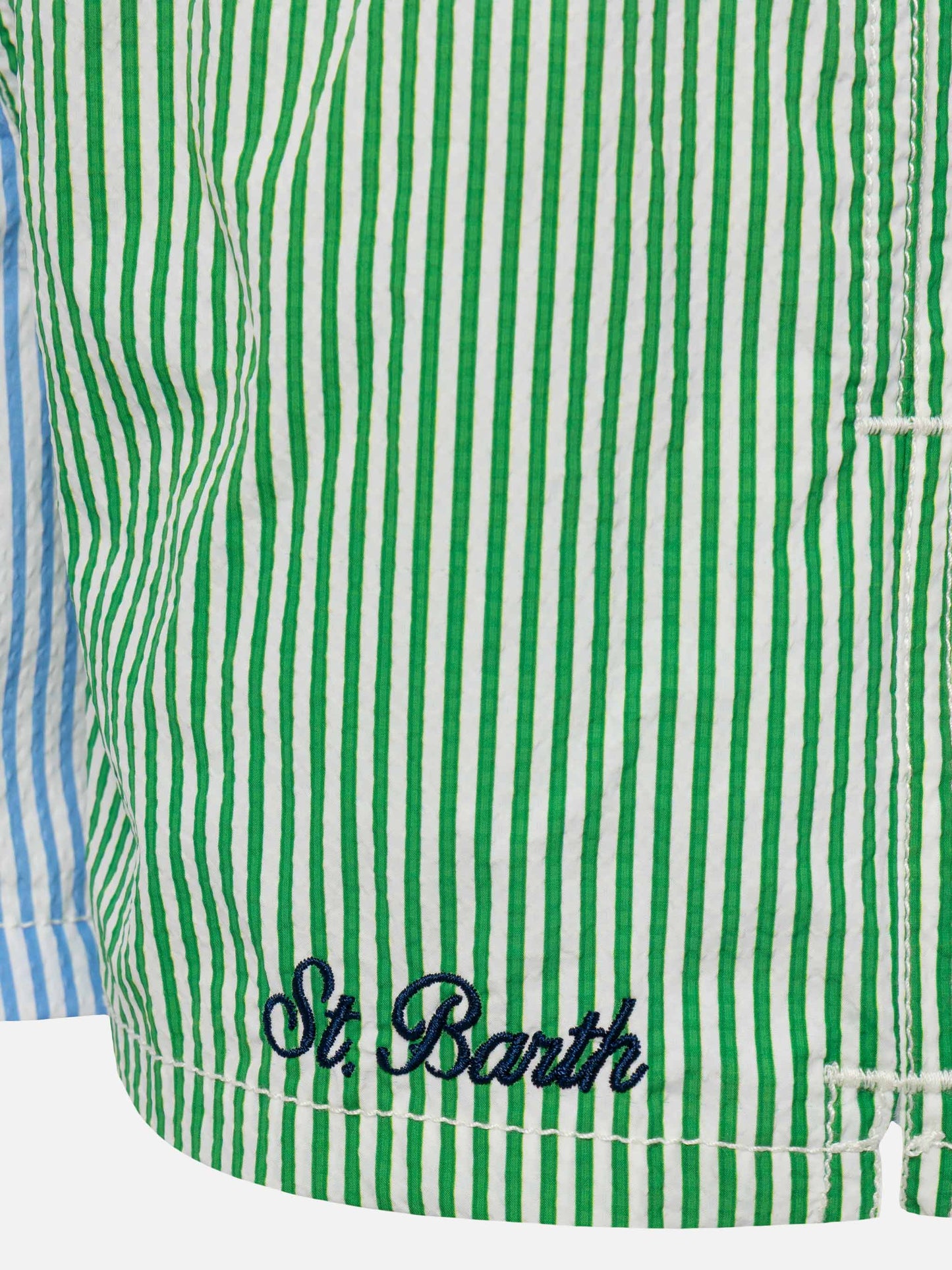 Patmos Jr seersucker striped mid-length swim shorts - MC2 Saint Barth