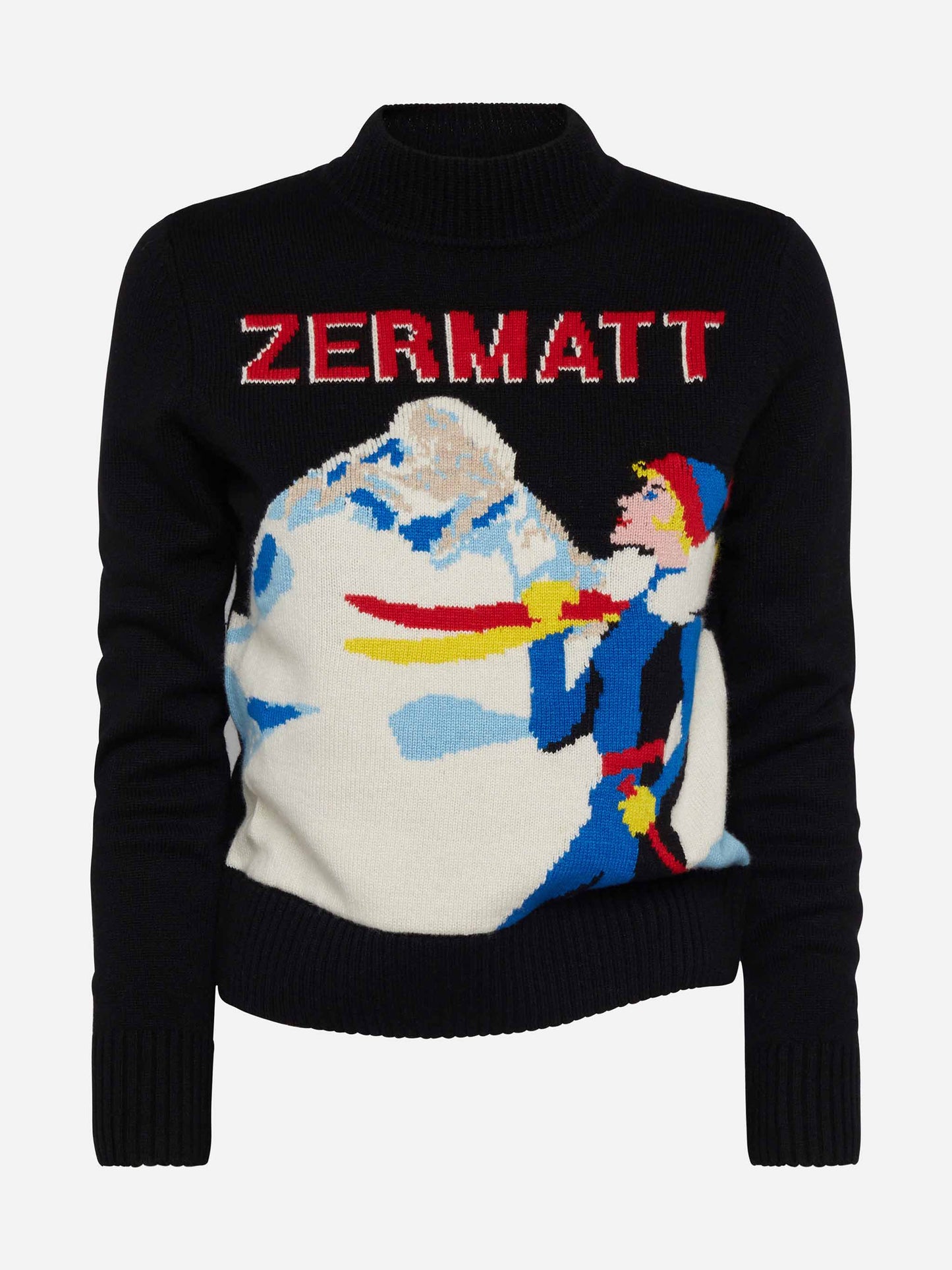 Crewneck sweater New Queen with Zermatt postcard jacquard - MC2 Saint Barth