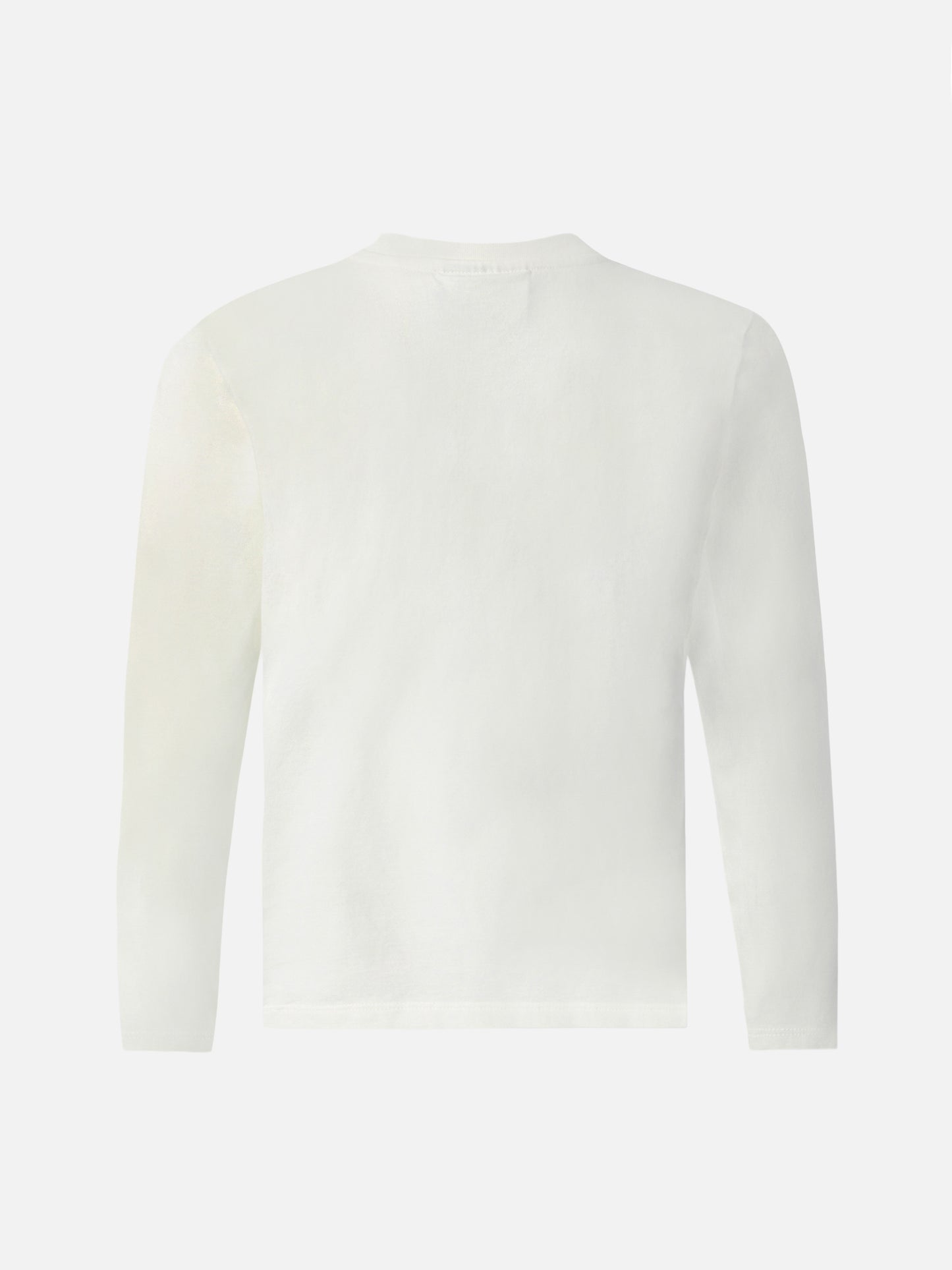 Penny Langarm-T-Shirt aus Baumwolle in Weiß mit silbernem Glitzerdruck von Saint Barth