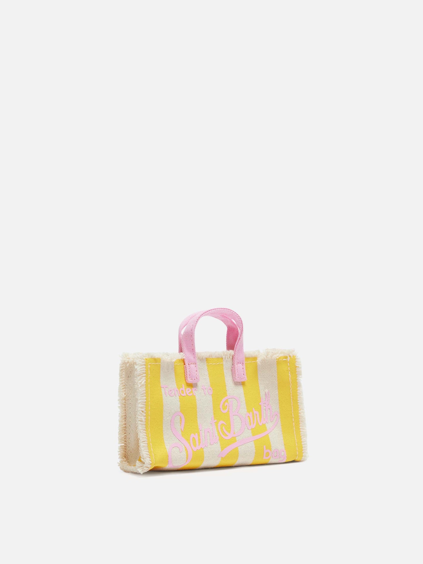 Cotton canvas Phone Bag with yellow striped print - MC2 Saint Barth