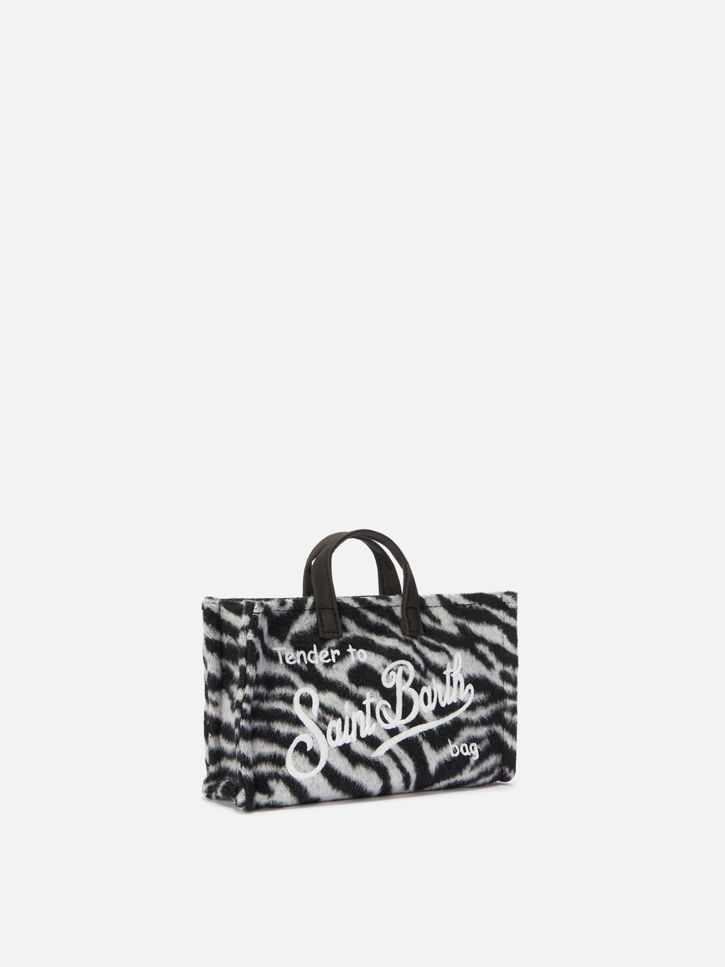 Mini-Handytasche aus Filz in Zebra-Wollmischung