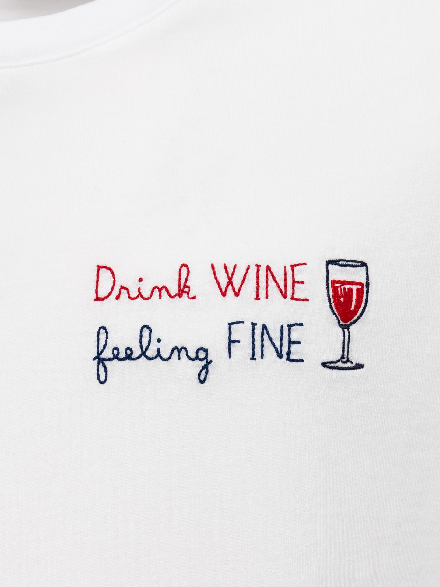 Classic fit cotton jersey t-shirt Portofino with Drink WINE feeling FINE embroidery - MC2 Saint Barth