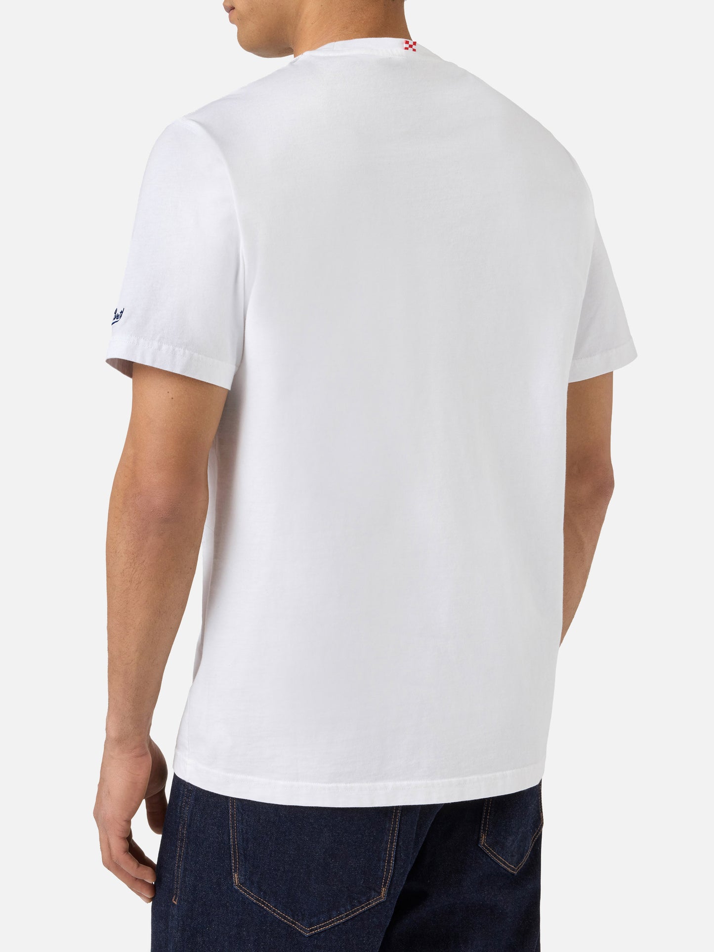 White Portofino T-shirt with Non Sono Bello Piaccio! embroidery