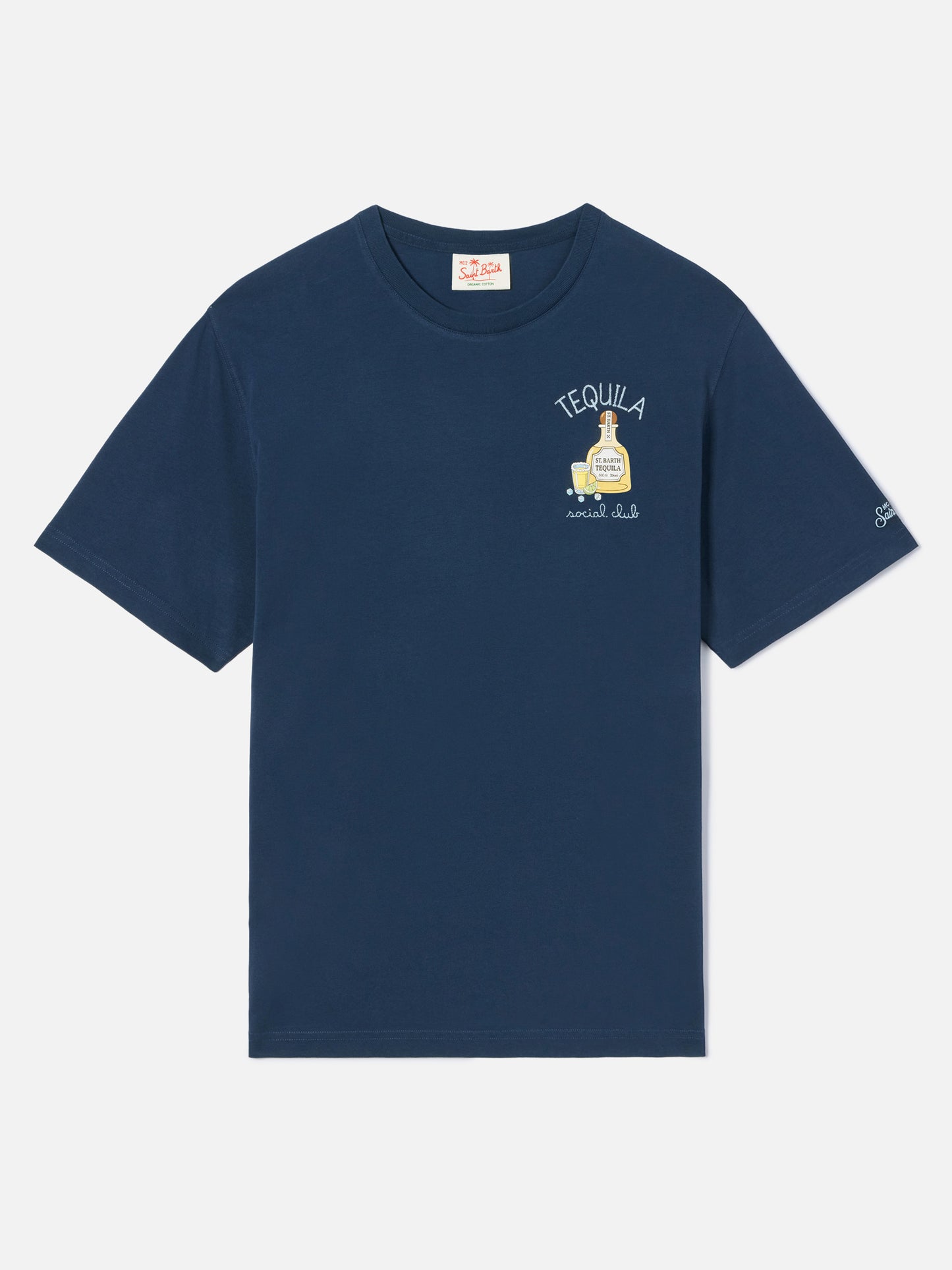 T-shirt Portofino blu con ricamo Tequila Social Club
