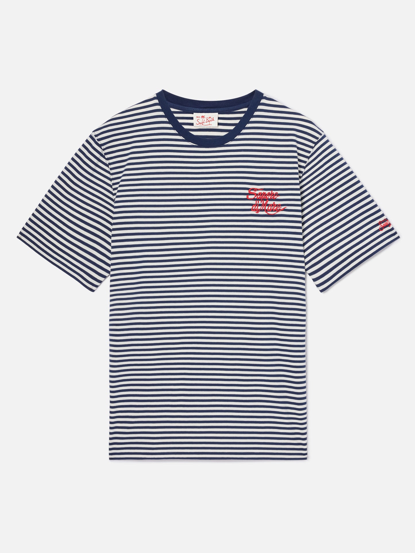 T-shirt Portofino a righe blu con ricamo Sapore di Mare | Edizione Speciale