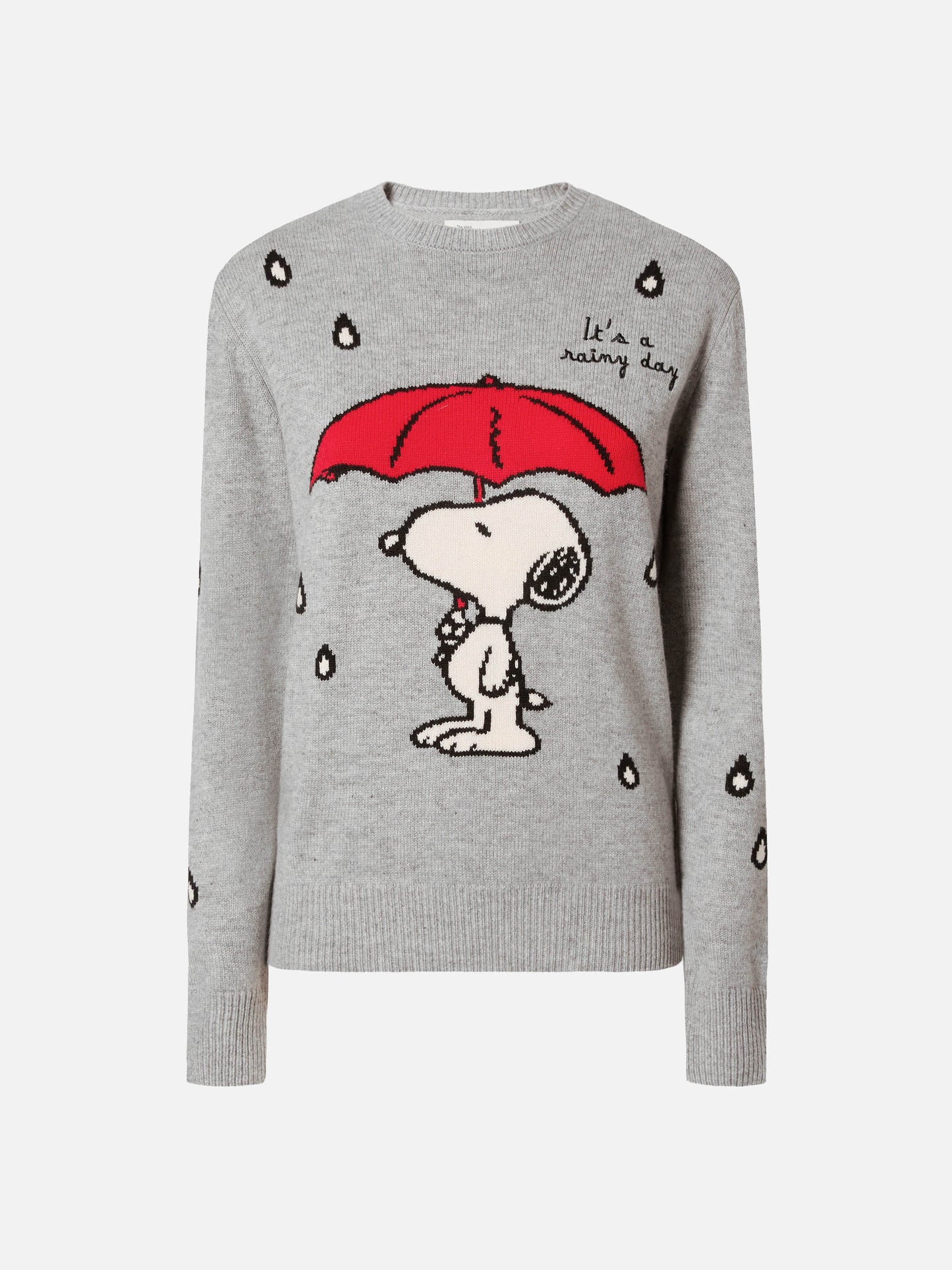 Girocollo New Queen grigio con jacquard e ricamo Snoopy | SPECIAL EDITION PEANUTS