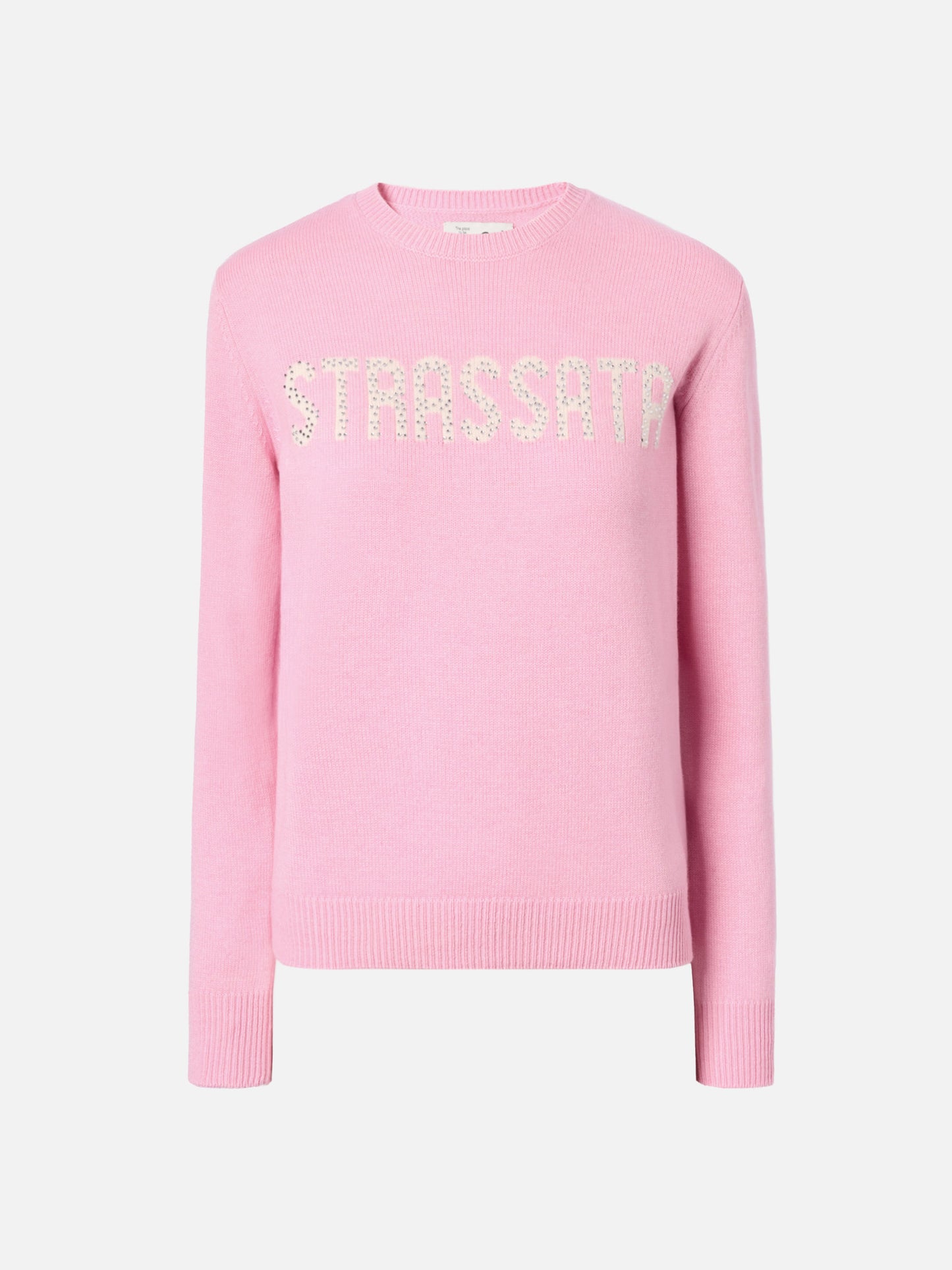 New Queen cashmere-blend sweater in pink with Strassata rhinestone appliqué