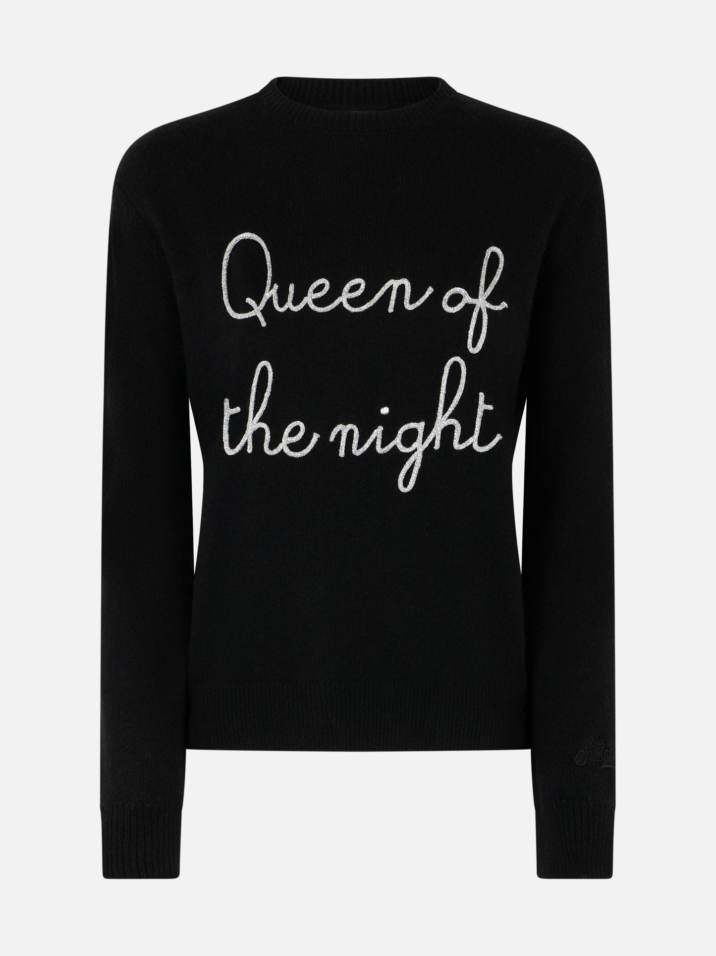 Woman black sweater New Queen with Queen of the night embroidery - MC2 Saint Barth