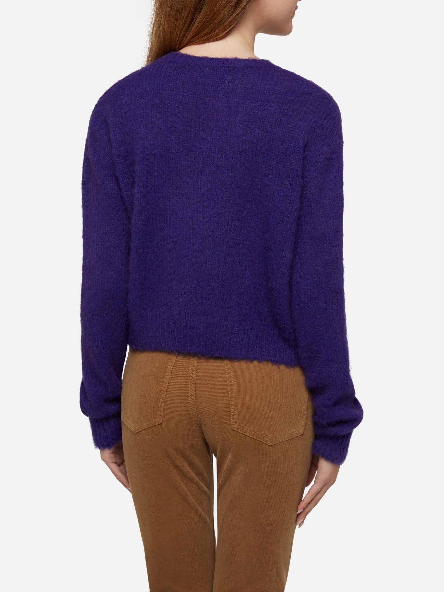 Woman crewneck soft crop sweater with Dammi solo un minuto embroidery - MC2 Saint Barth