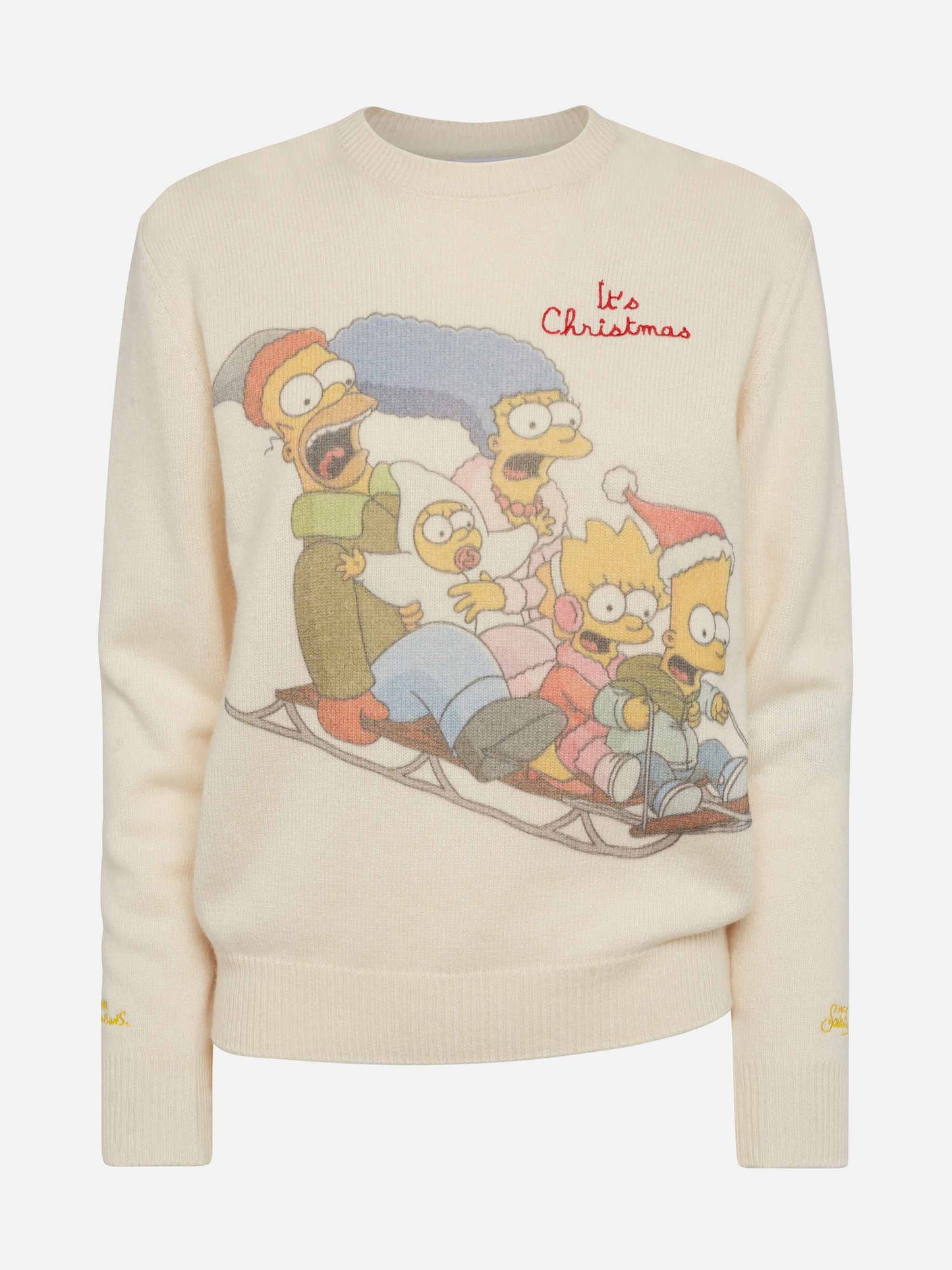 Woman white sweater New Queen with Simpson family print | SIMPSON FAMILY SPECIAL EDITION - MC2 Saint Barth