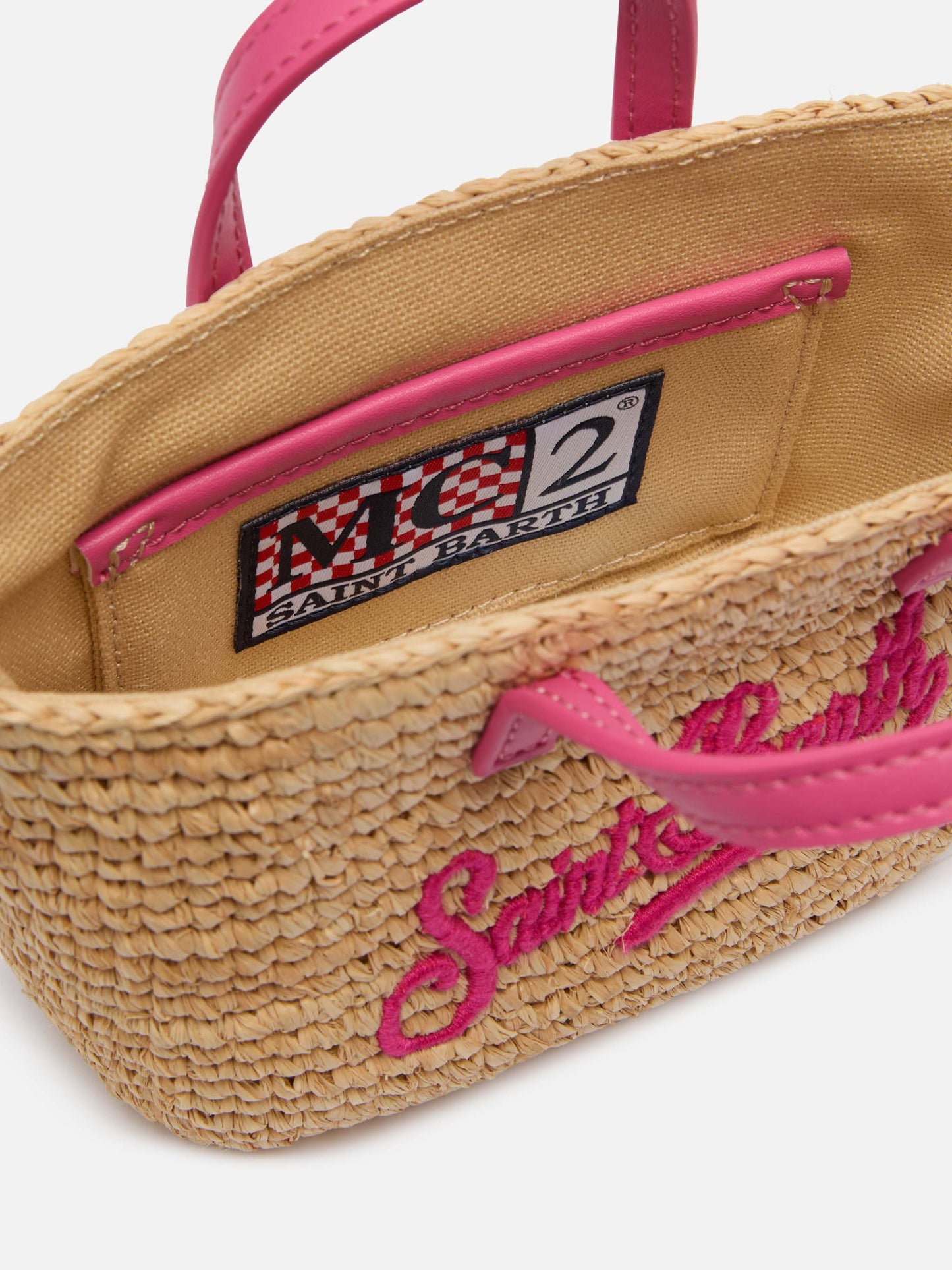 Beige Raffia City Micro bag with Saint Barth embroidery - MC2 Saint Barth