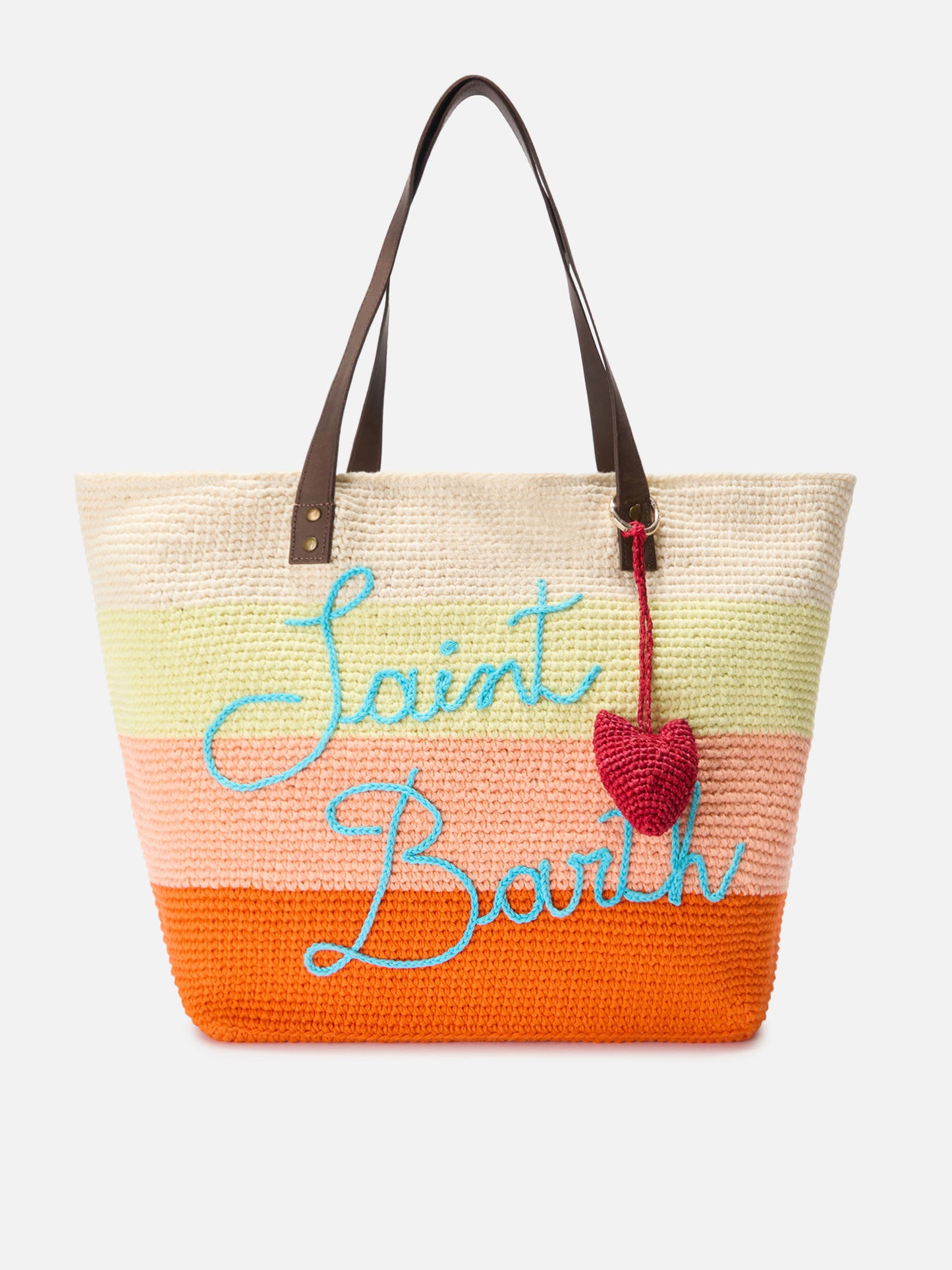 Bag Charm with heart in raffia