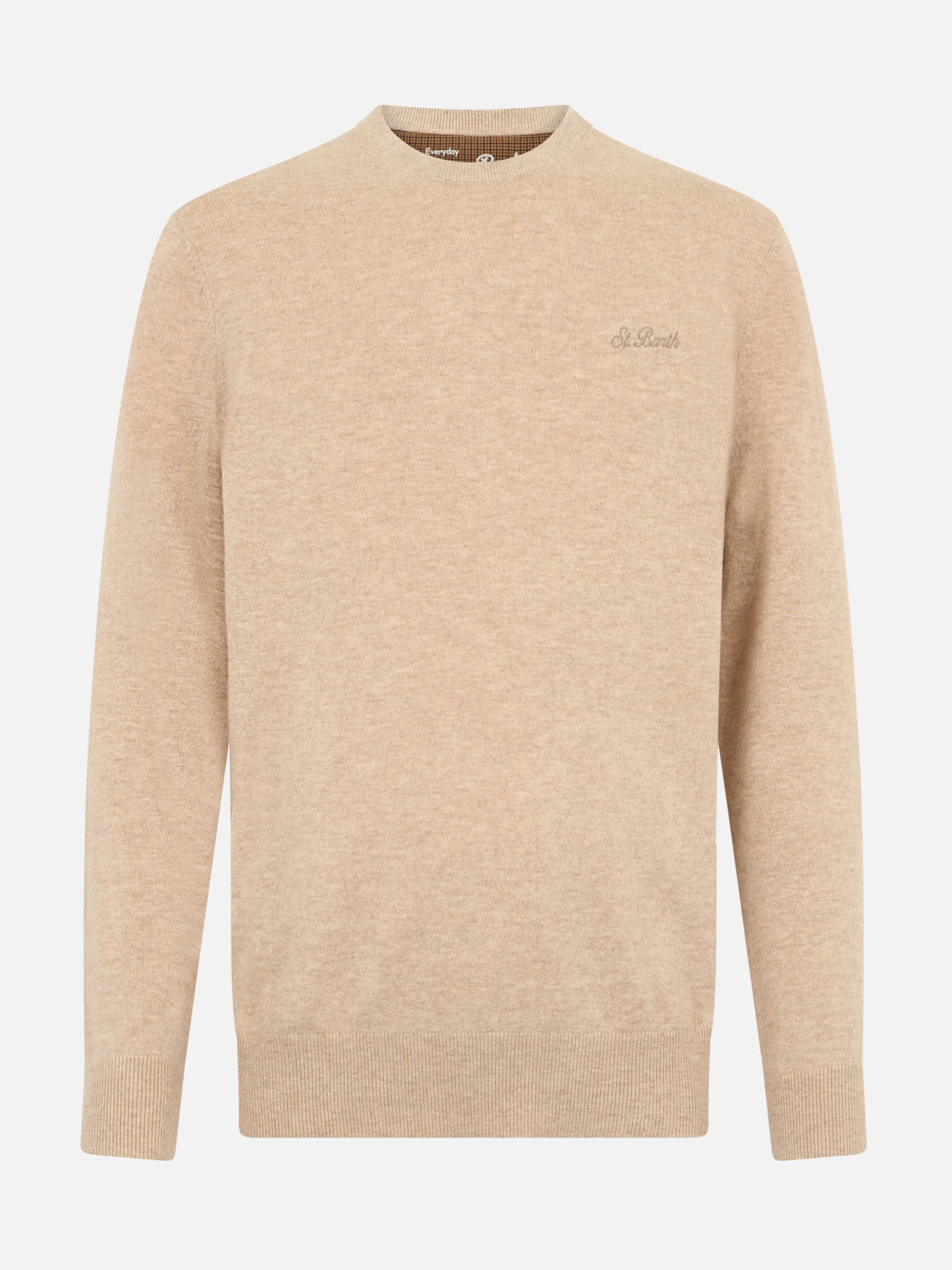 Man beige crewneck cashmere blend sweater Regent - MC2 Saint Barth