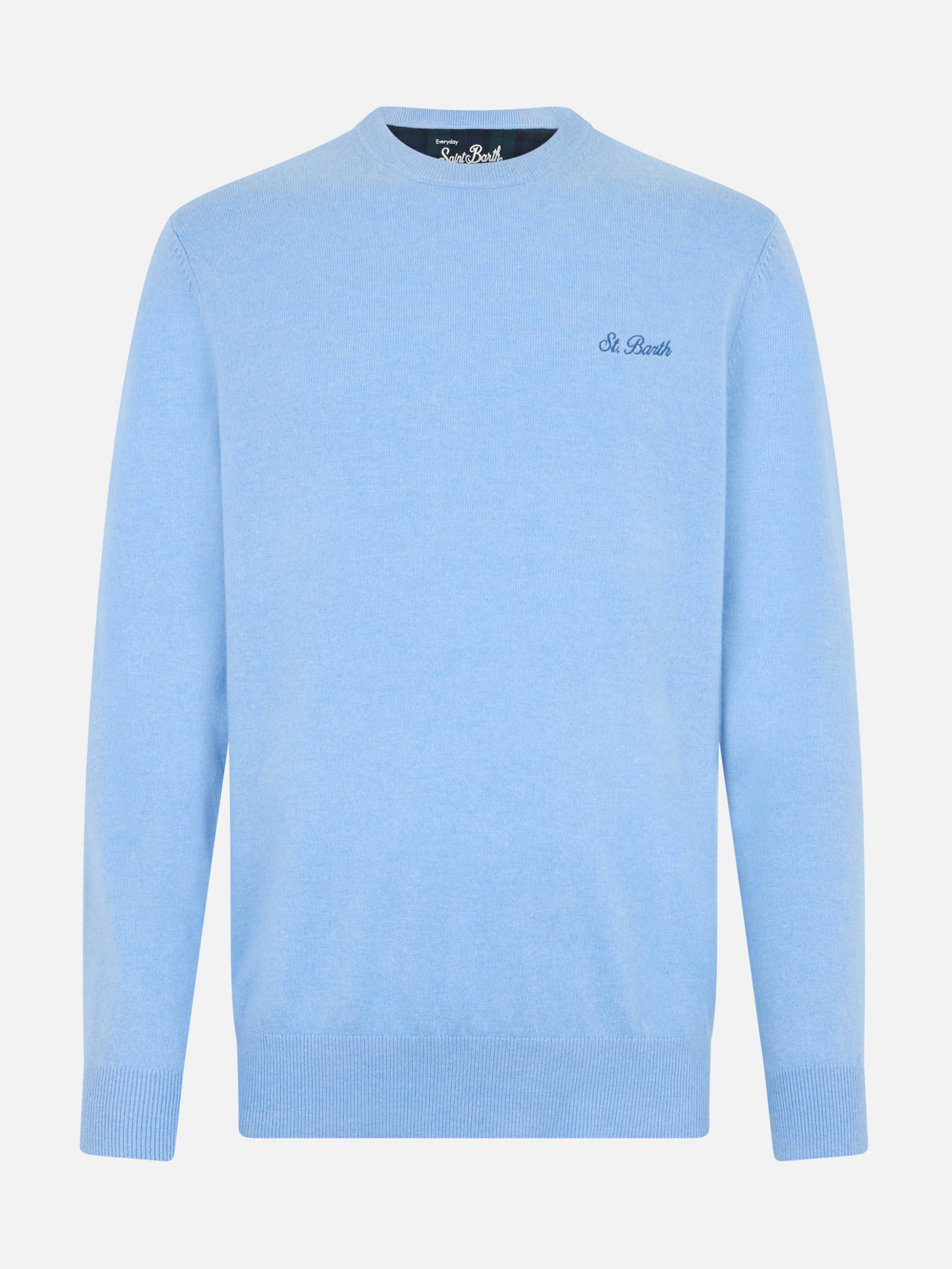 Man light blue blended cashmere crewneck sweater Regent - MC2 Saint Barth