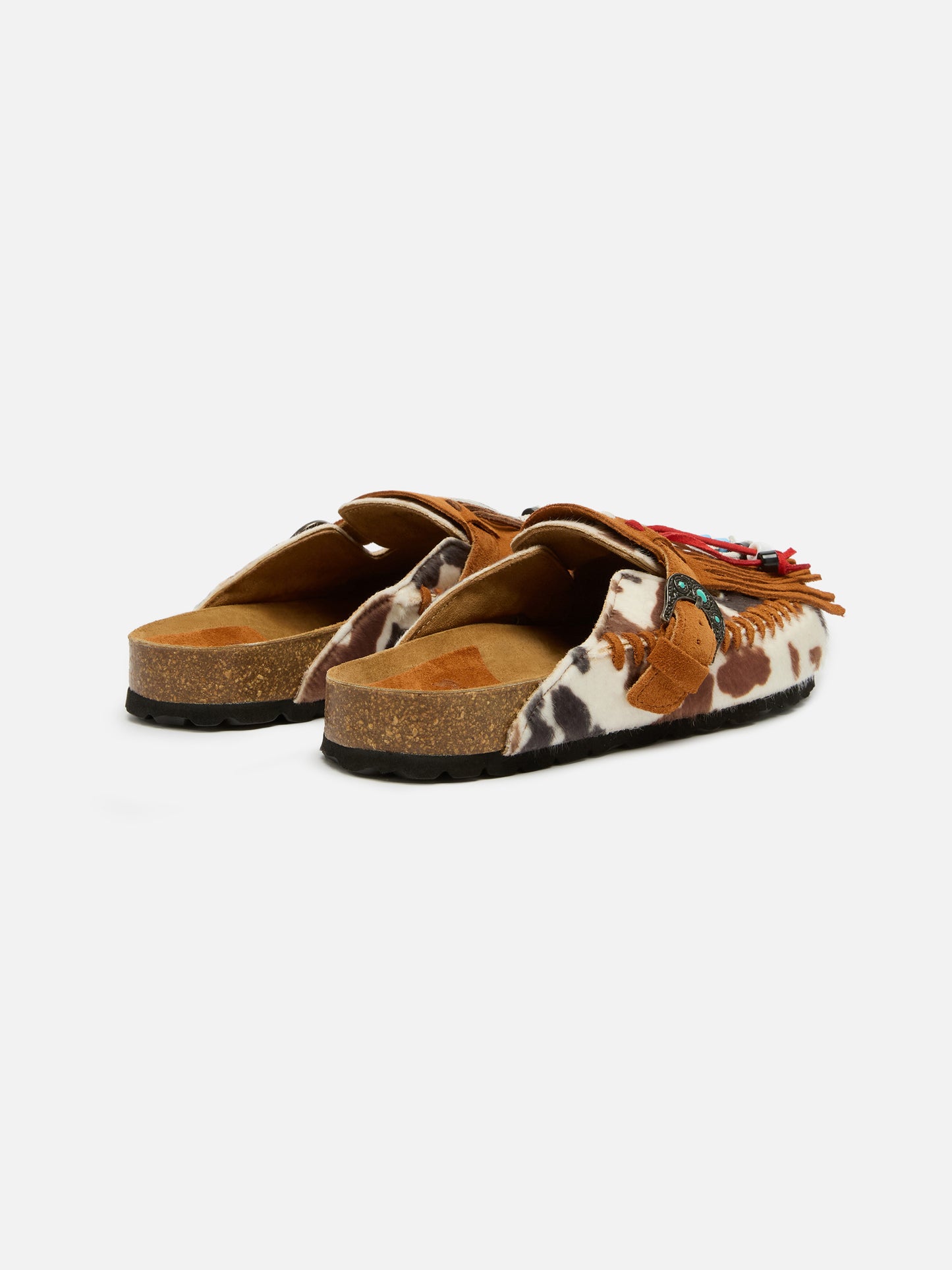 Caribe sandals in cow-print pony tail | TAJI SPECIAL EDITION