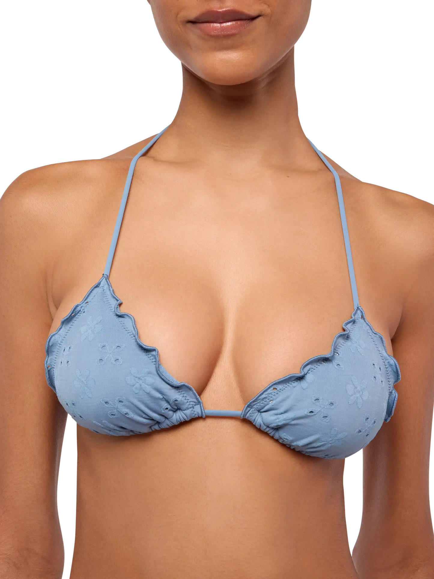 Sagittarius classic avio blue Sangallo lace triangle top - MC2 Saint Barth