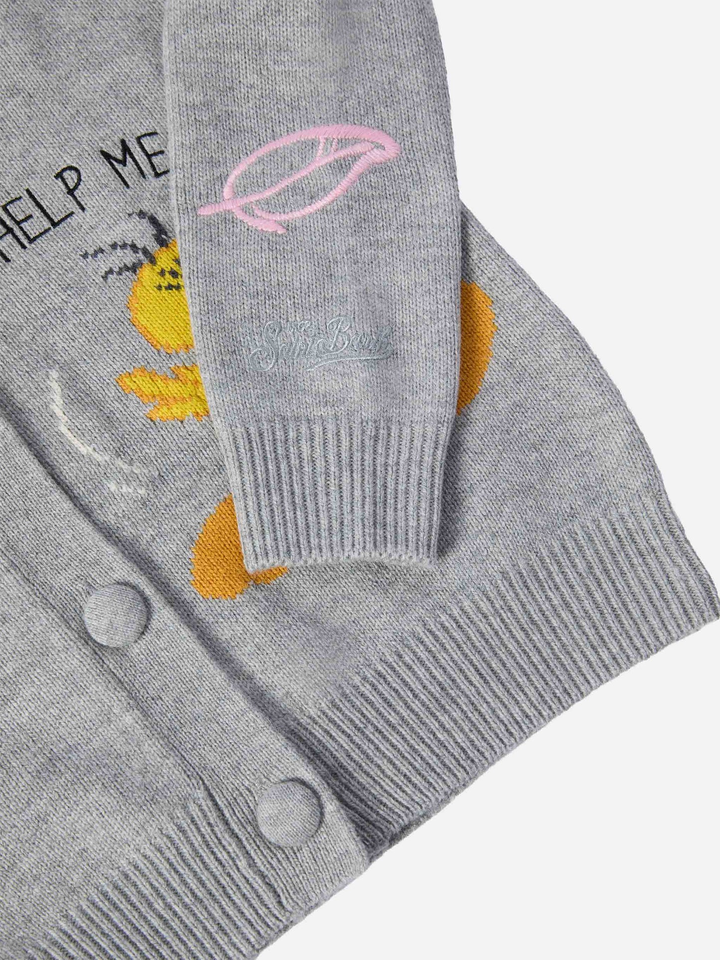 Sasi Jr. Kaschmir-Strickjacke mit V-Ausschnitt und Tweety- und Sylvester-Jacquardmuster | WARNER BROS SPECIAL EDITION