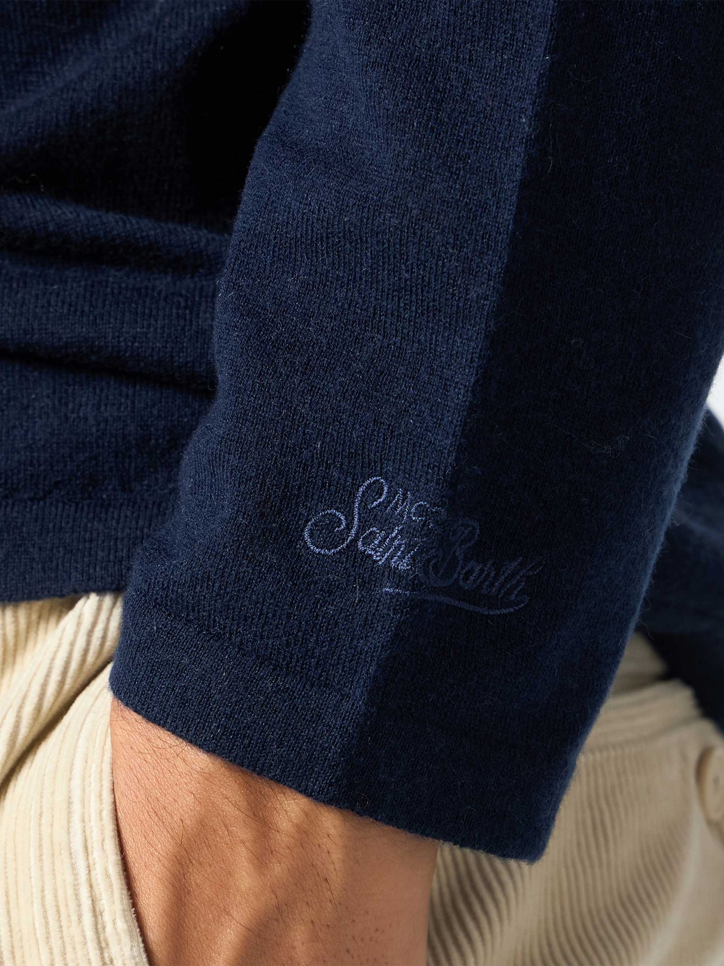 Man navy blue cashmere blend t-shirt Scott - MC2 Saint Barth