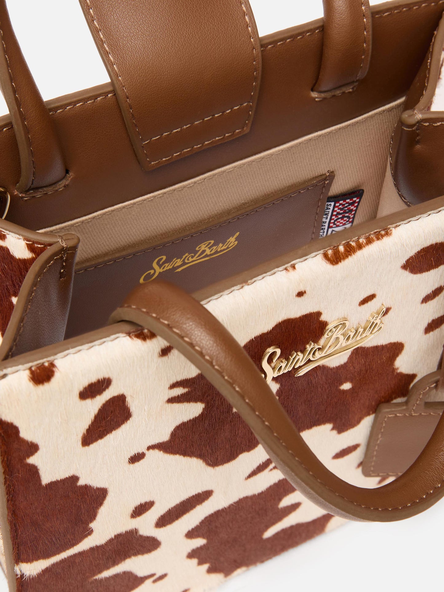 Midi-Einkaufstasche aus Ponyhaar mit Kuhfellmuster