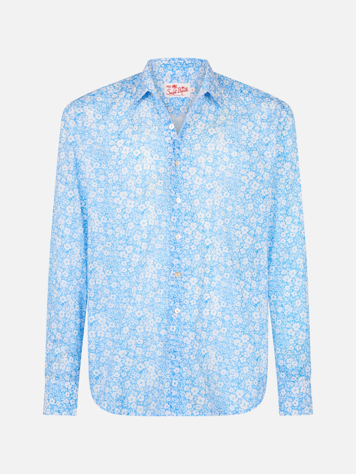 Man muslin cotton shirt Sikelia with micro flower print - MC2 Saint Barth