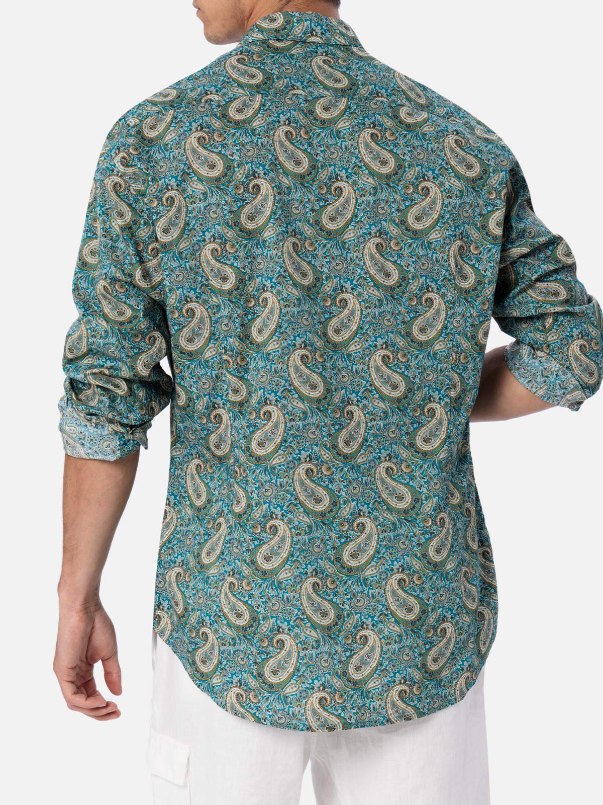 Man muslin cotton shirt Sikelia with paisley print - MC2 Saint Barth