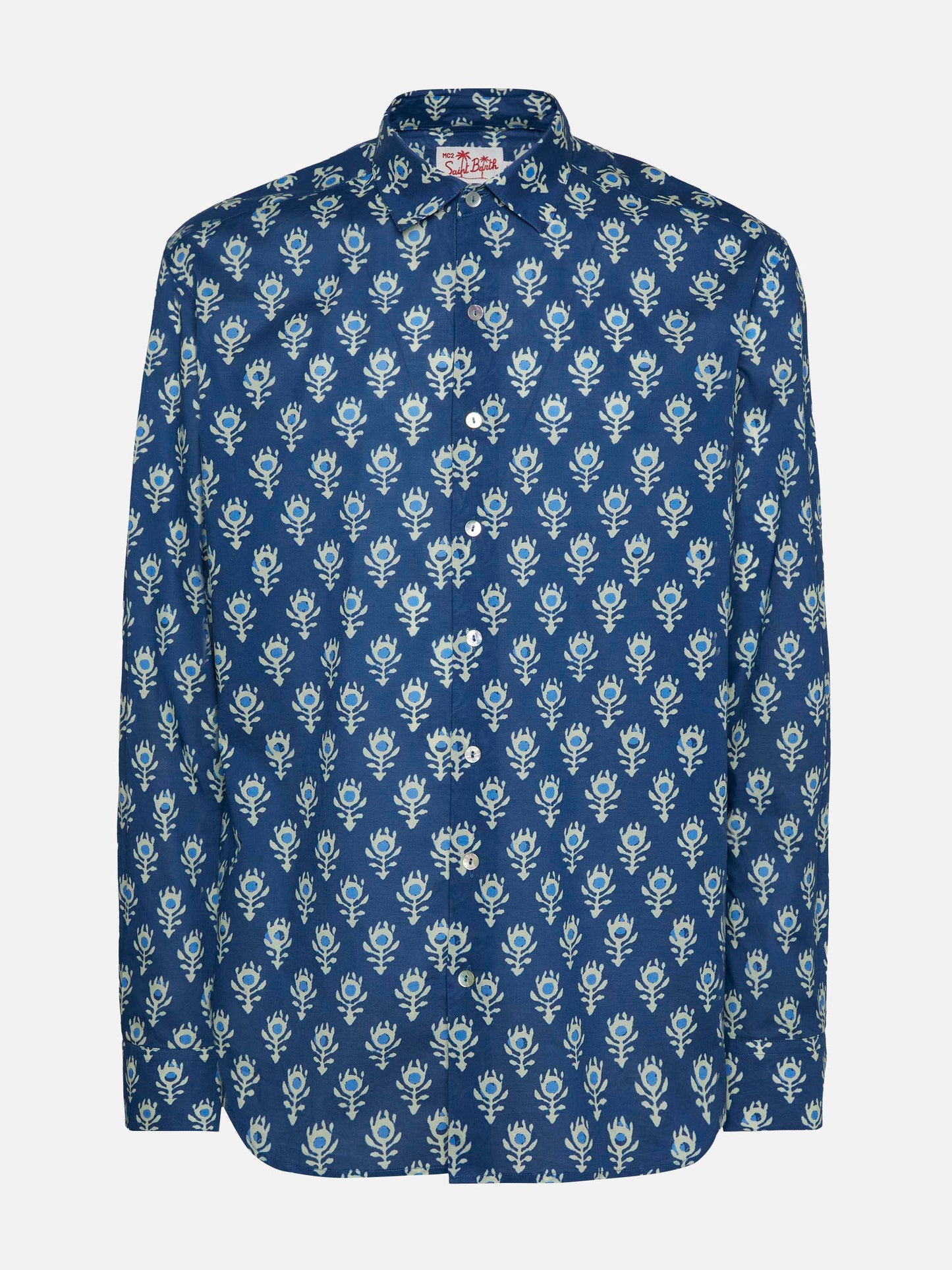 Muslin cotton shirt Sikelia with boho print - MC2 Saint Barth