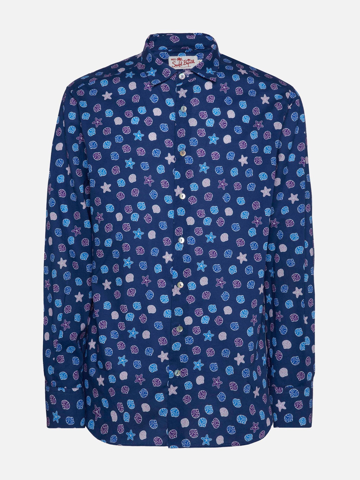 Muslin cotton shirt Sikelia with ethnic print - MC2 Saint Barth