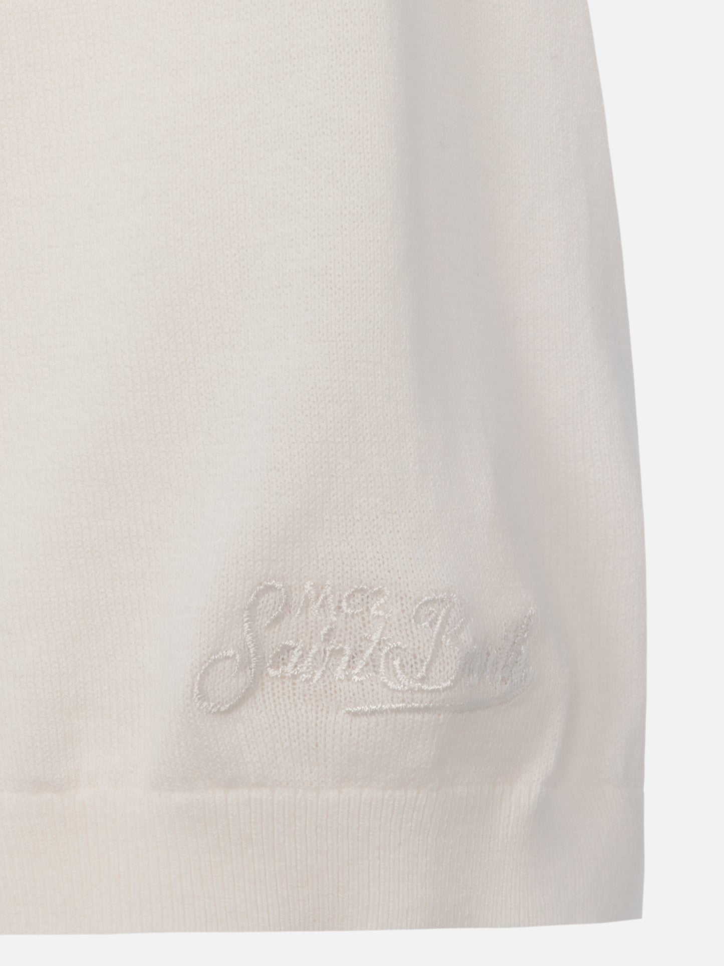 Sloan white buttonless knitted polo shirt - MC2 Saint Barth