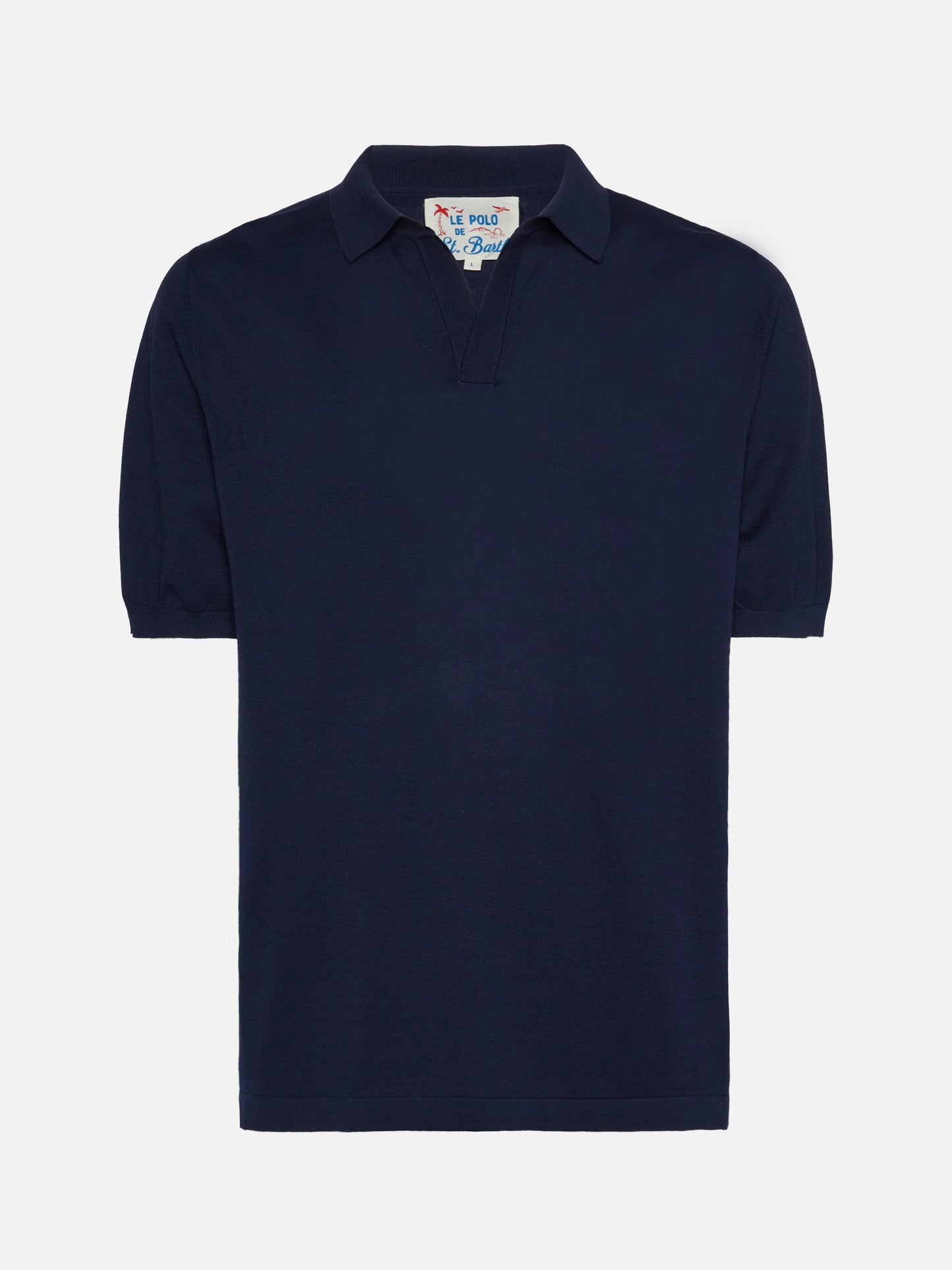 Sloan navy blue buttonless knitted polo shirt - MC2 Saint Barth