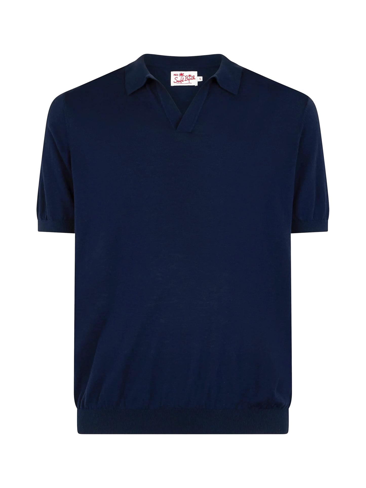 Navy blue buttonless knitted polo shirt Sloan - MC2 Saint Barth