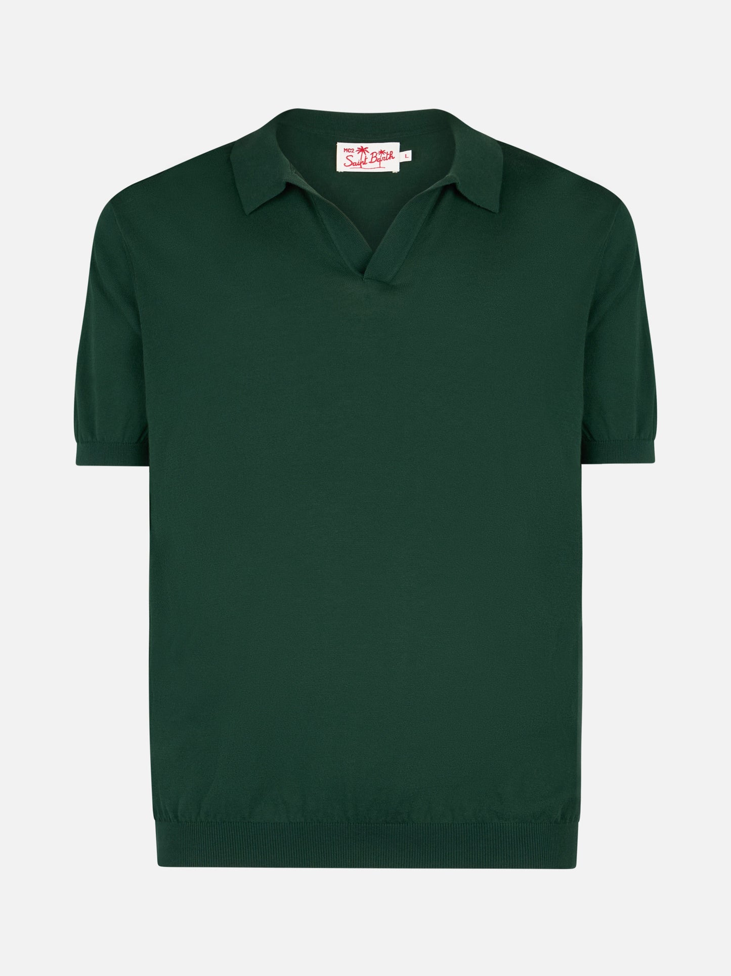 British green buttonless knitted polo shirt Sloan - MC2 Saint Barth