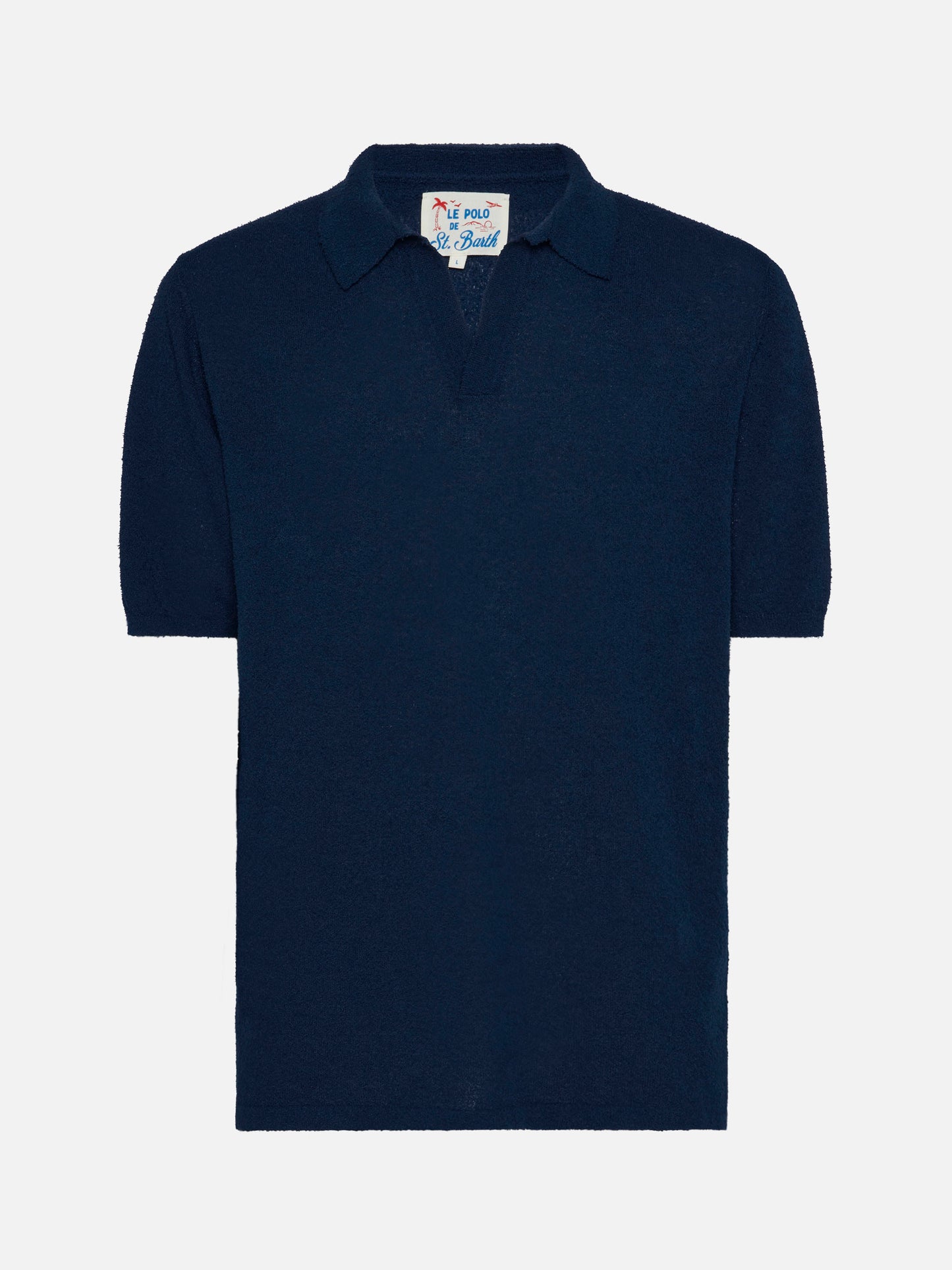 Sloan navy blue buttonless terry polo shirt - MC2 Saint Barth